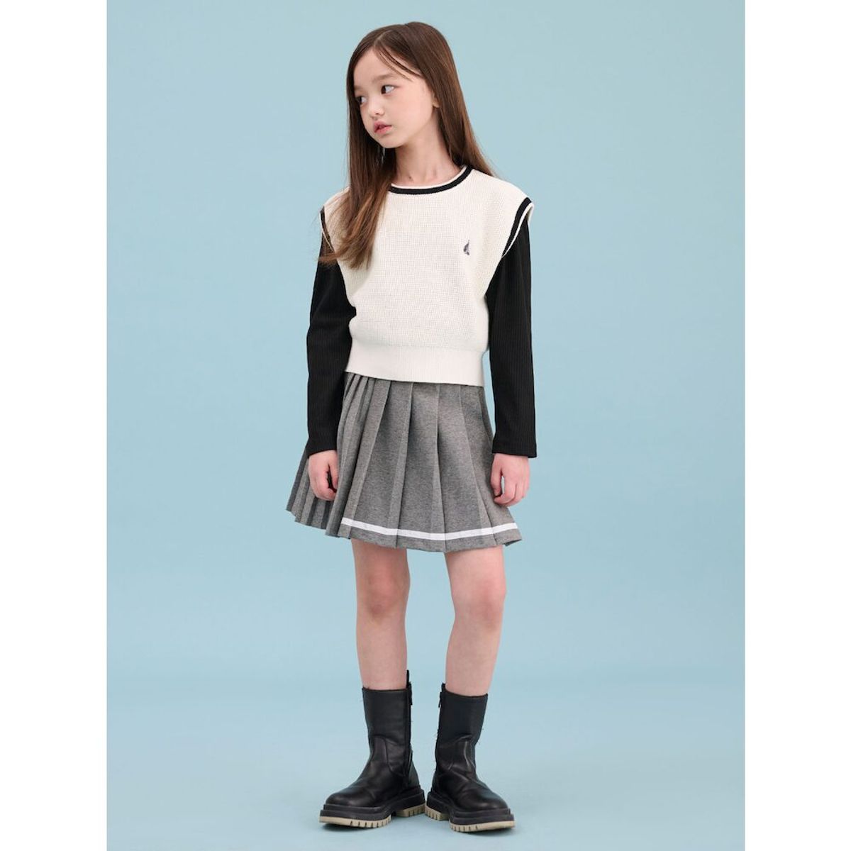 빈폴 키즈(BEANPOLE KIDS) 여아 골지 티셔츠  블랙 (BI5141G125)