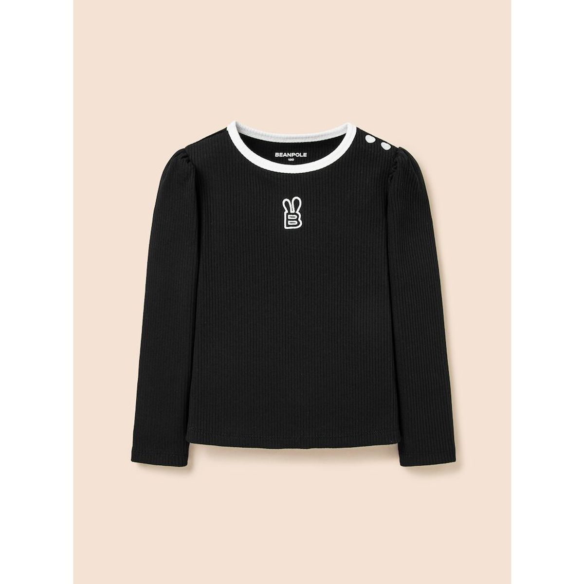 빈폴 키즈(BEANPOLE KIDS) 여아 골지 티셔츠  블랙 (BI5141G125)