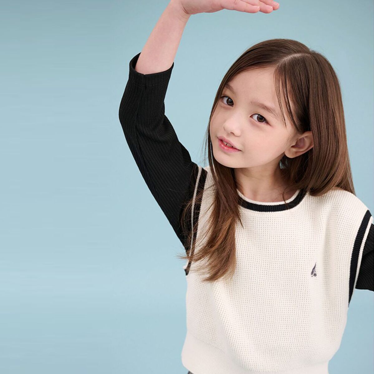 빈폴 키즈(BEANPOLE KIDS) 여아 골지 티셔츠  블랙 (BI5141G125)