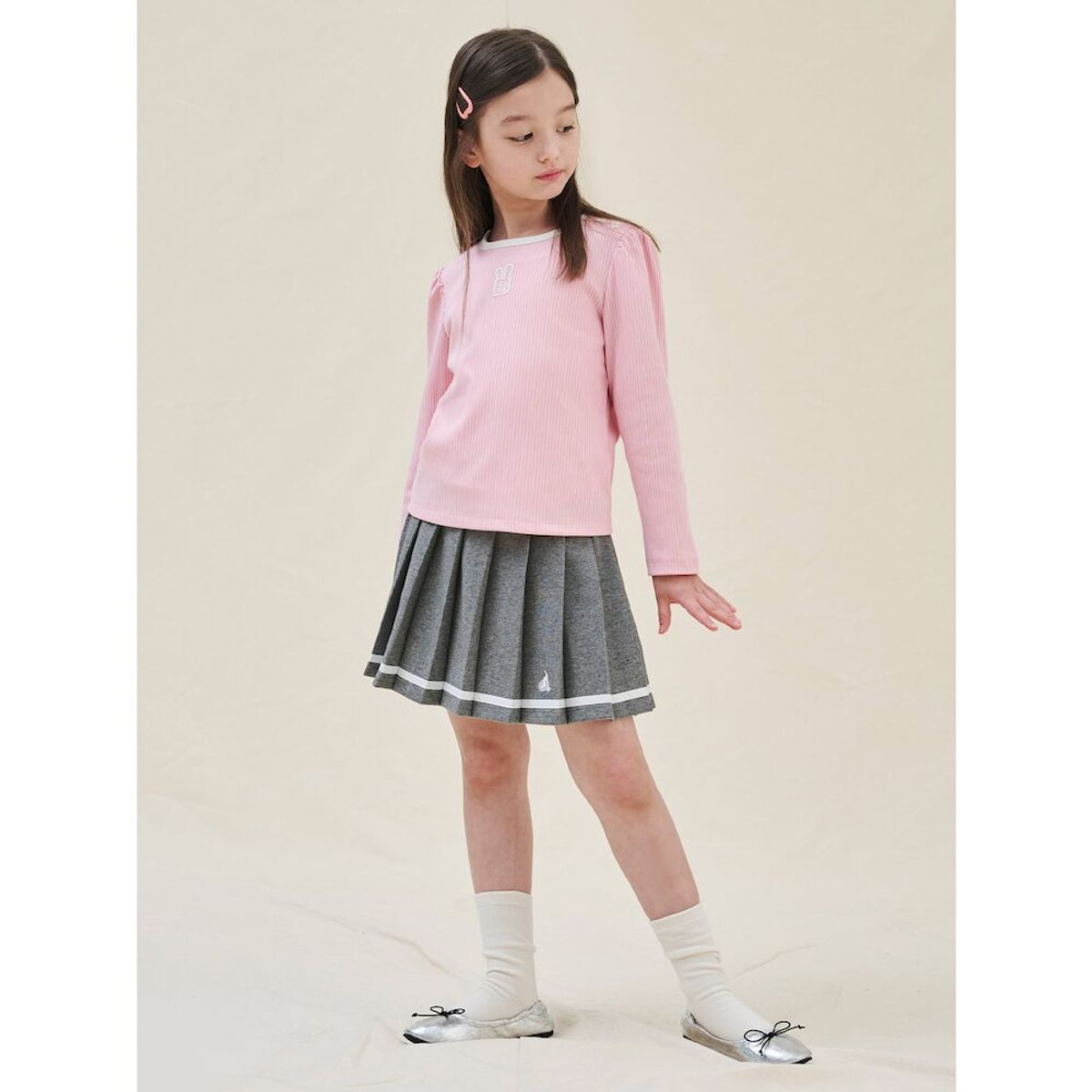 빈폴 키즈(BEANPOLE KIDS) 여아 골지 티셔츠  라이트 핑크 (BI5141G12Y)
