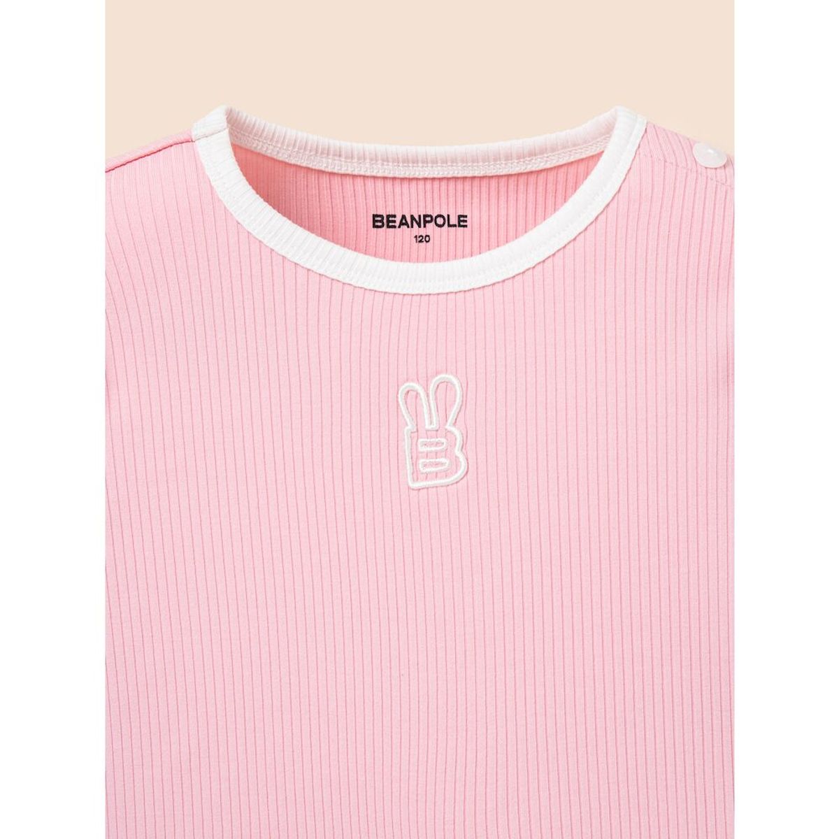 빈폴 키즈(BEANPOLE KIDS) 여아 골지 티셔츠  라이트 핑크 (BI5141G12Y)