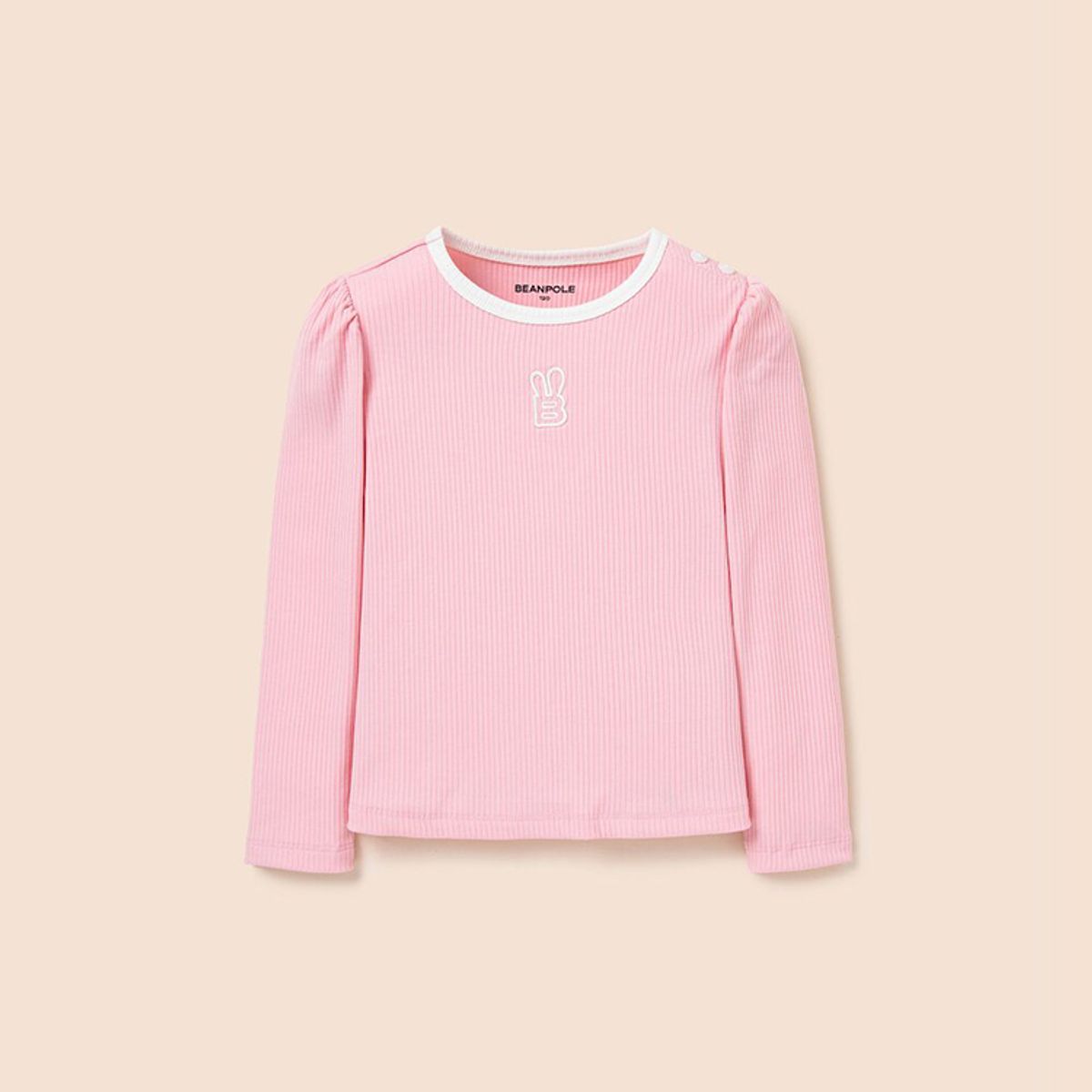 빈폴 키즈(BEANPOLE KIDS) 여아 골지 티셔츠  라이트 핑크 (BI5141G12Y)