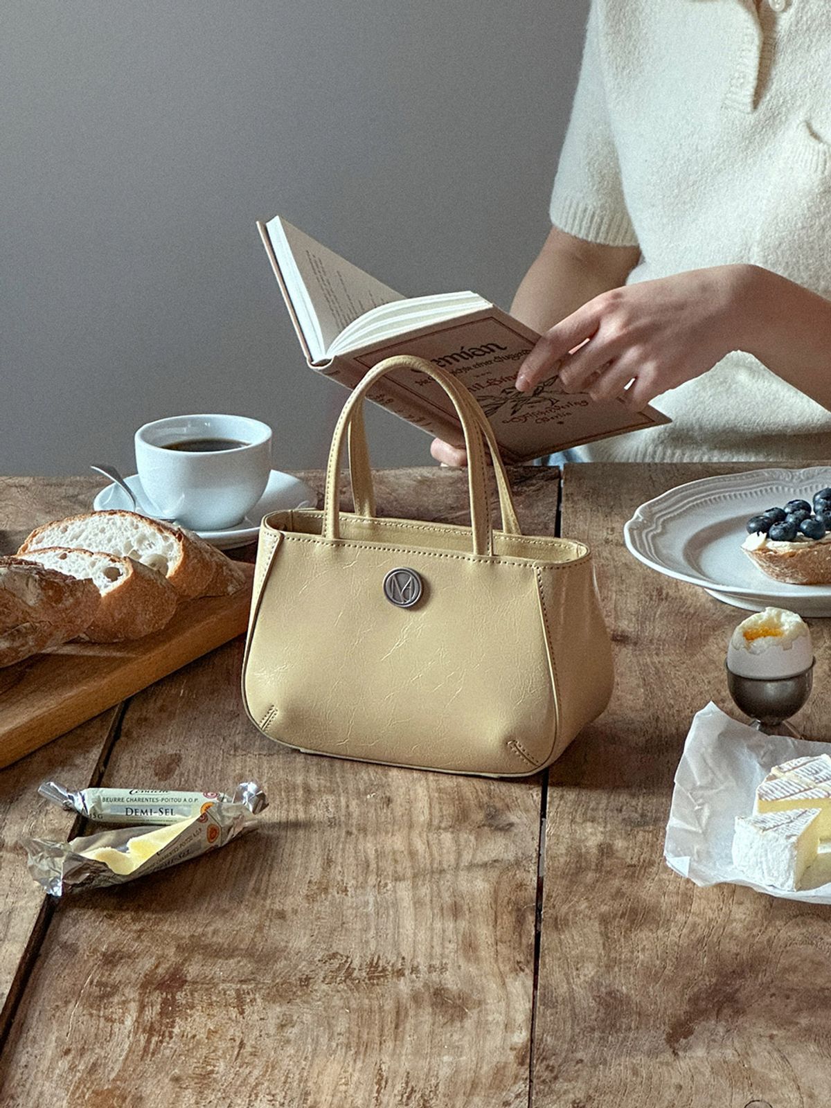 꼬떼드무아(COTEDEMOI) Ecrin petit tote bag - Butter
