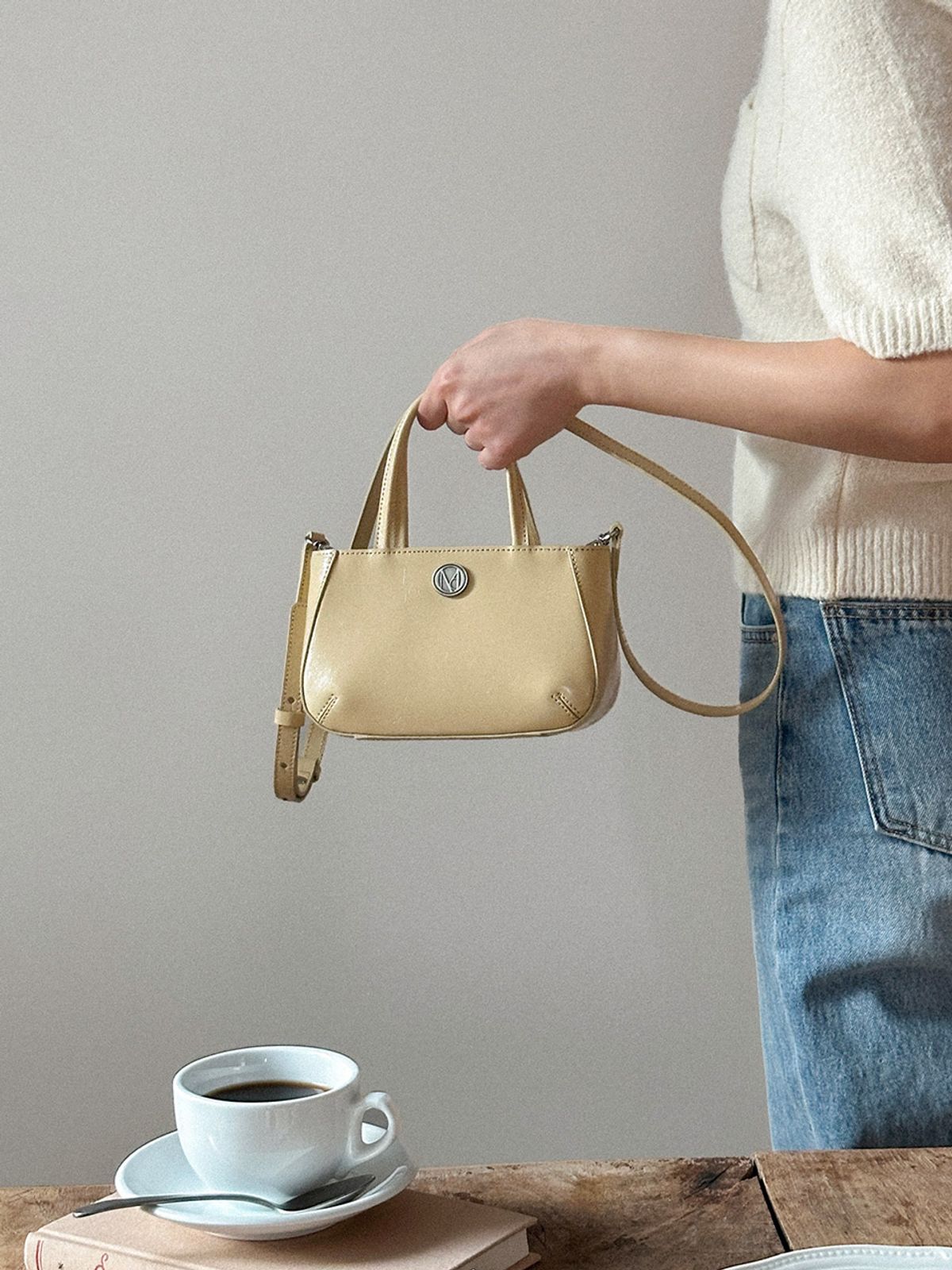꼬떼드무아(COTEDEMOI) Ecrin petit tote bag - Butter