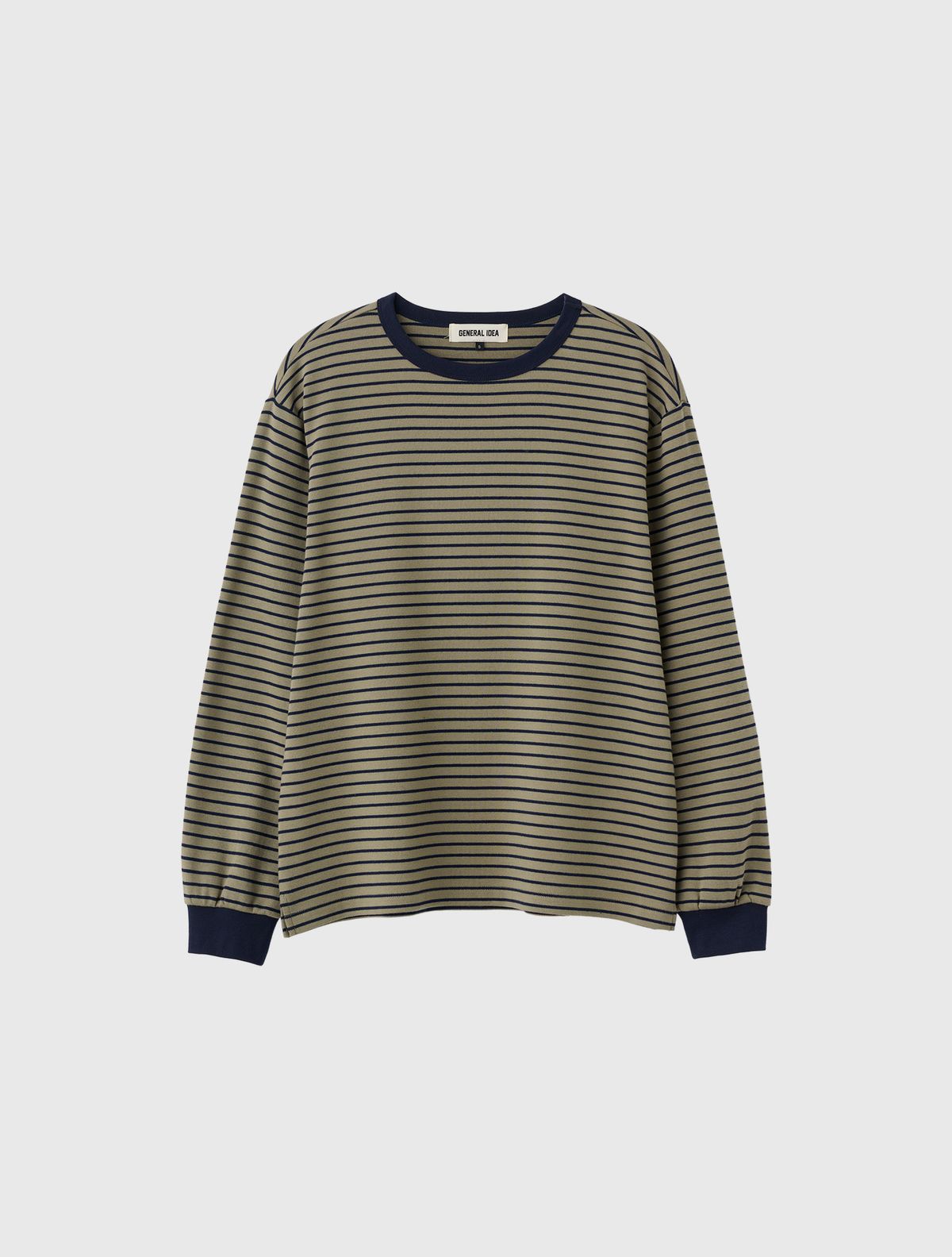 제너럴아이디어(GENERALIDEA) UNISEX 베이직 스트라이프 롱 슬리브 티 [OLIVE] / SBE1U01005