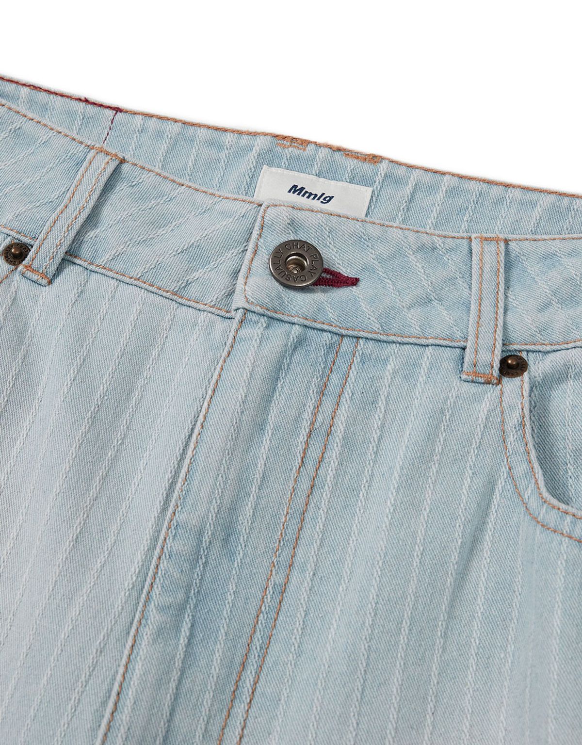 엠엠엘지(MMLG) [Mmlg] STRIPE REGULAR DENIM PANTS (LIGHT BLUE)