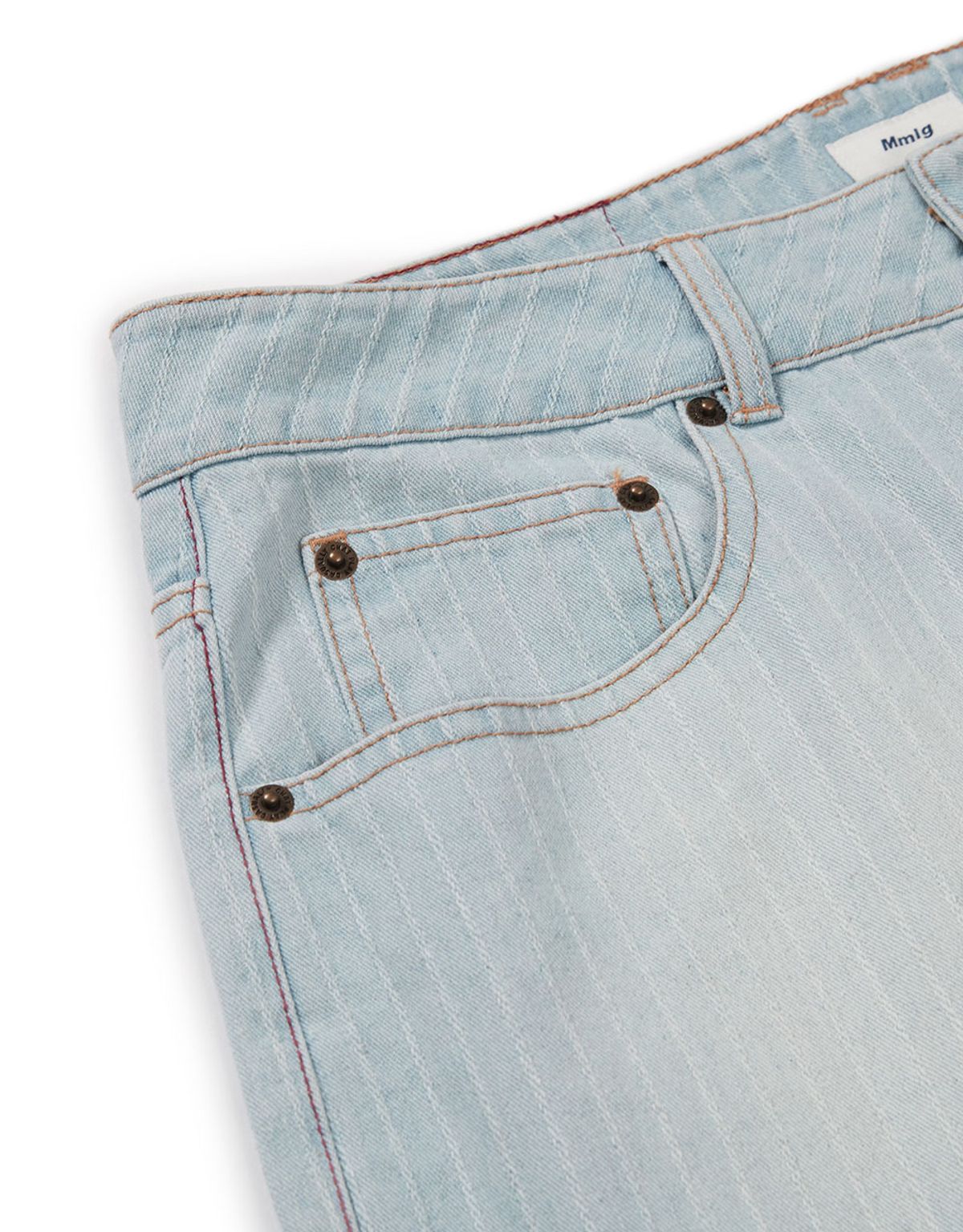 엠엠엘지(MMLG) [Mmlg] STRIPE REGULAR DENIM PANTS (LIGHT BLUE)