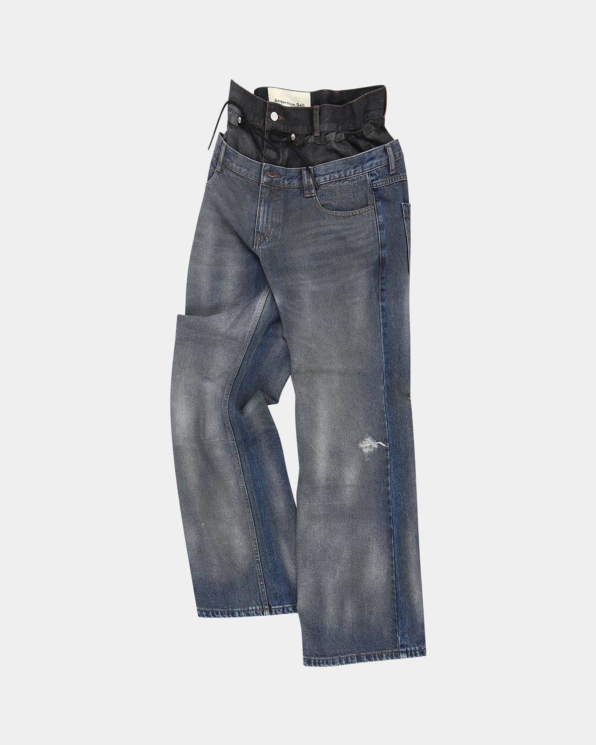 앤더슨벨(ADSB ANDERSSON BELL) 더스티 스프레이 더블 웨이스트 진 apa831w(BLUE BLACK)