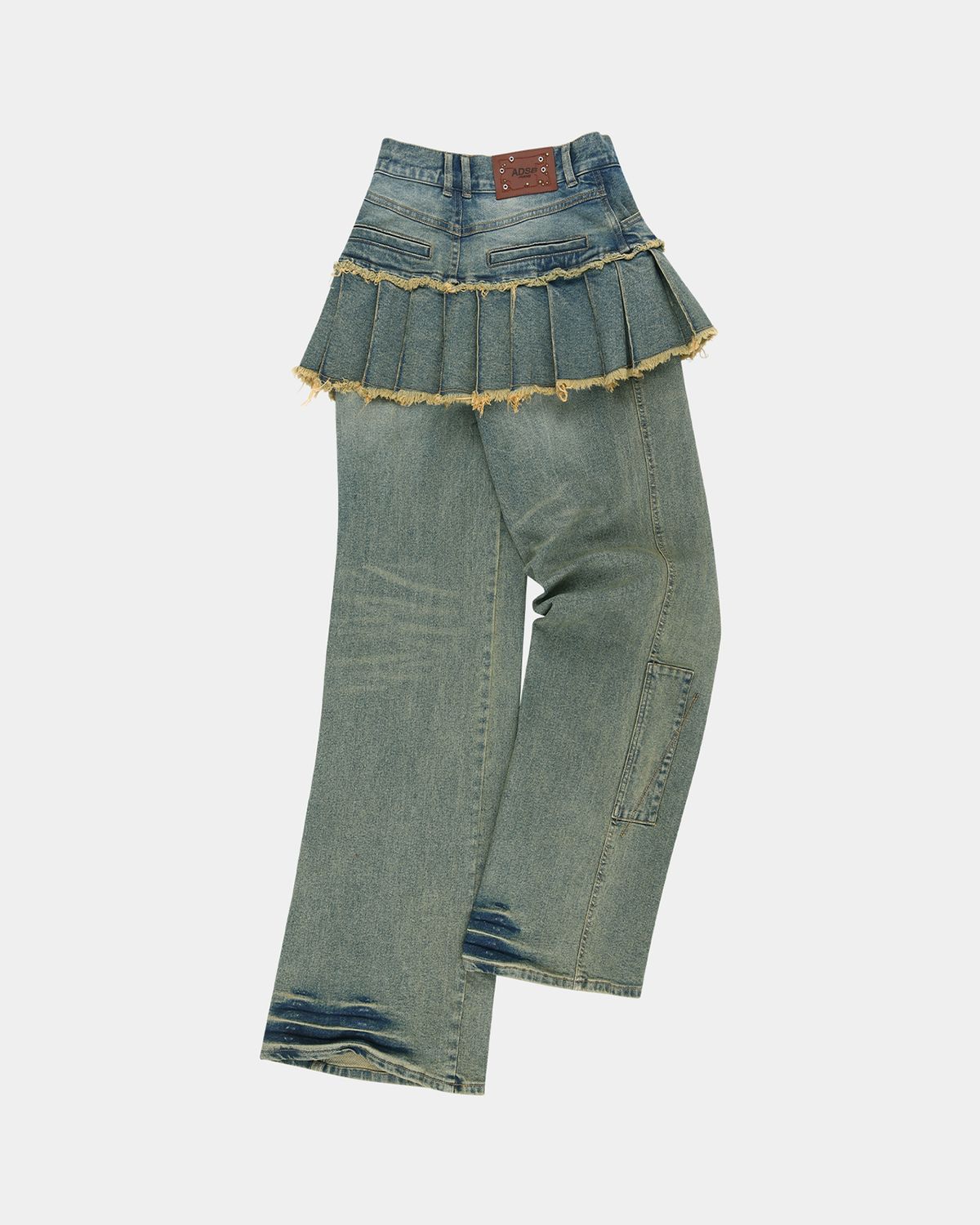 앤더슨벨(ADSB ANDERSSON BELL) 패치워크 데님 플리츠 스커트 진  apa799w(WASHED BLUE)