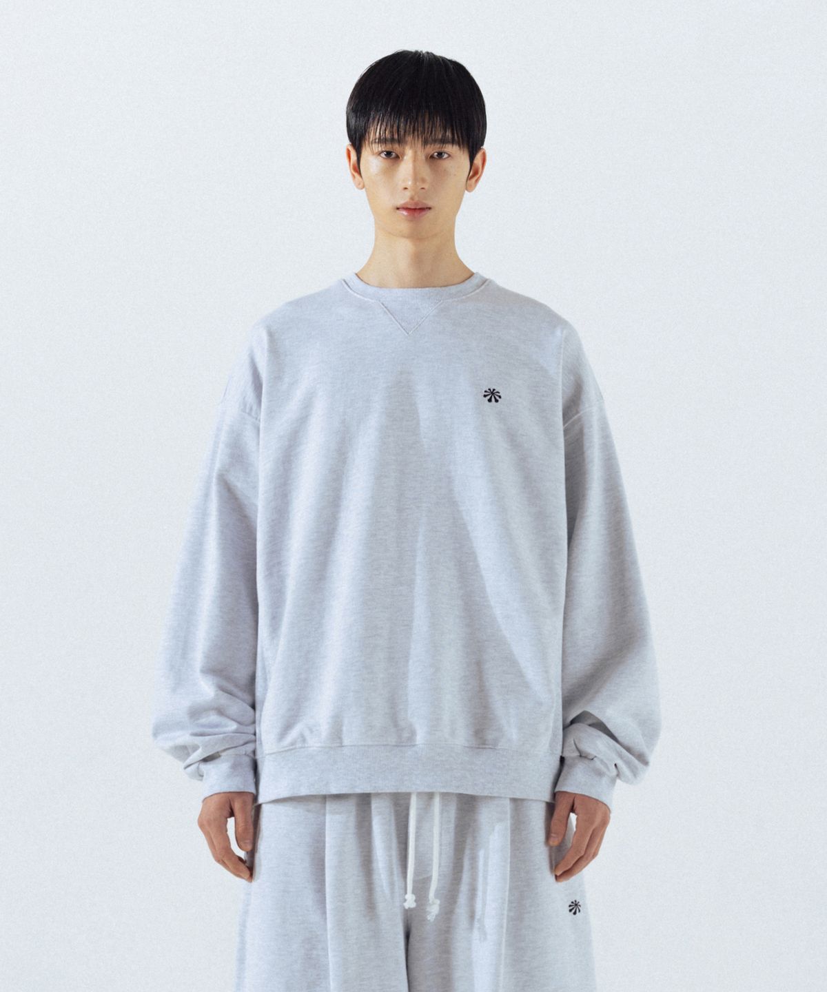 앵글런(ANGLAN) Steady Symbol Sweat Shirt - White Melange