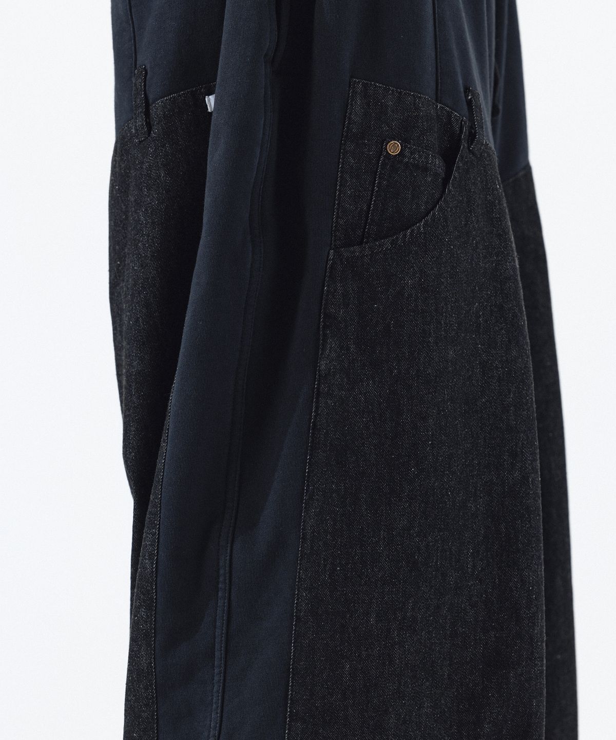 앵글런(ANGLAN) Denim Double Sweat Balloon Pants - Black