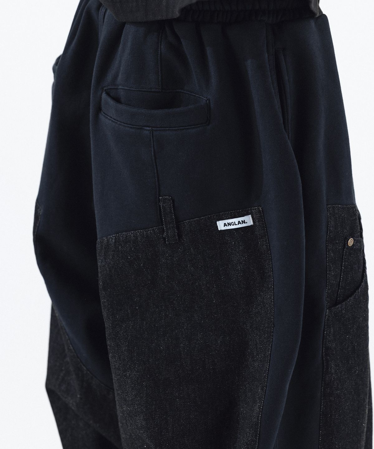 앵글런(ANGLAN) Denim Double Sweat Balloon Pants - Black