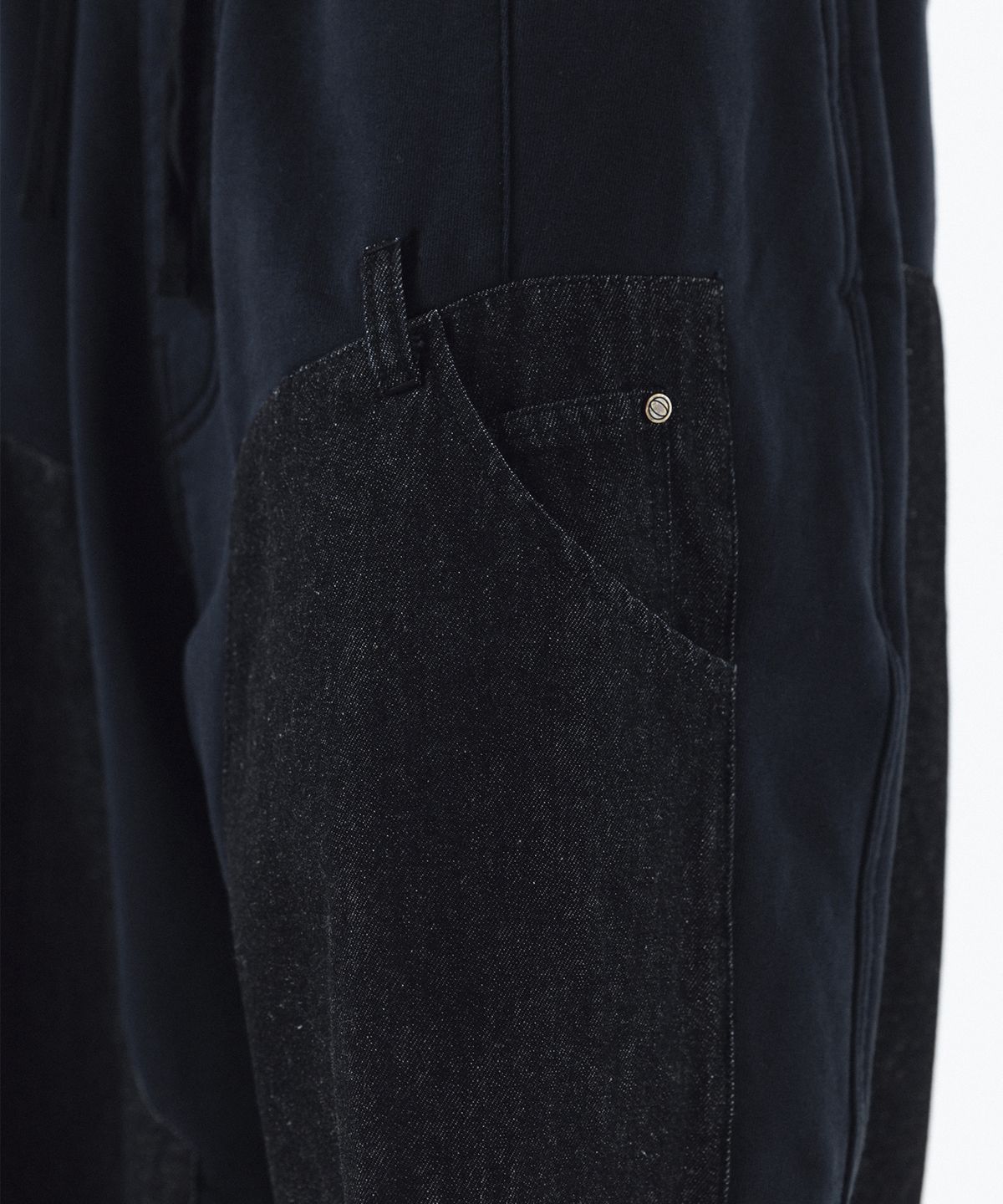 앵글런(ANGLAN) Denim Double Sweat Balloon Pants - Black