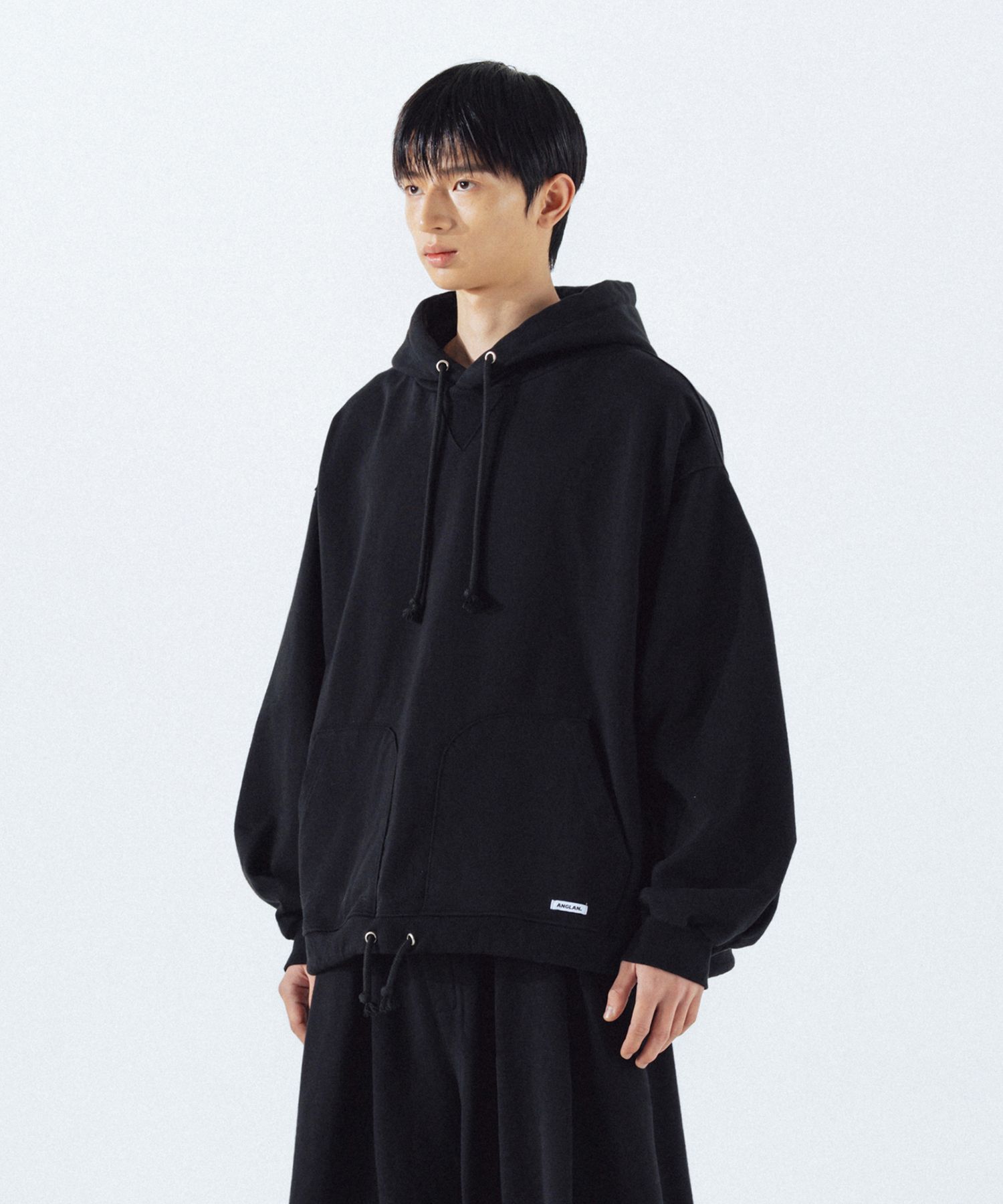 MUSINSA | ANGLAN Double Valley Tuck Sweat Set up - Black