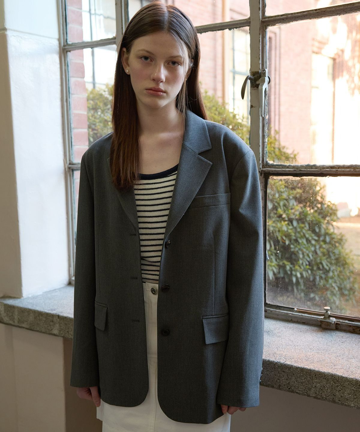 튜드먼트(TTUDEMENT) SINGLE TAILORED JACKET_CHARCOAL
