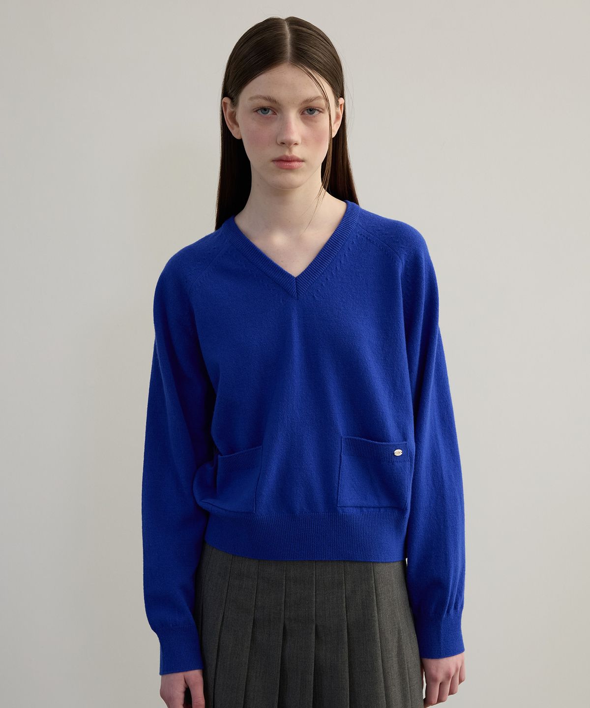 튜드먼트(TTUDEMENT) V-NECK KNIT PULLOVER BLUE