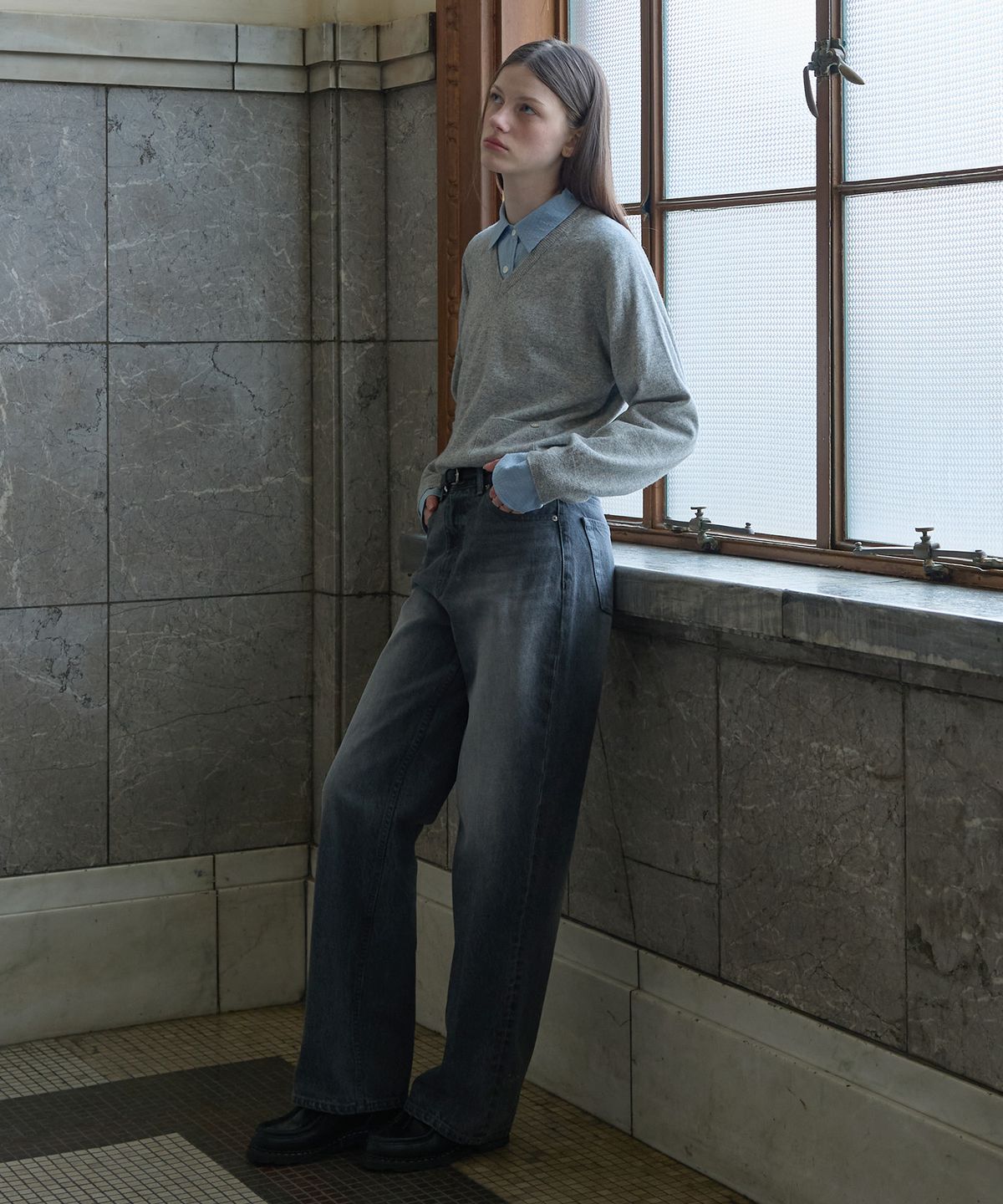 튜드먼트(TTUDEMENT) LOOSE FIT DENIM PANTS GREY