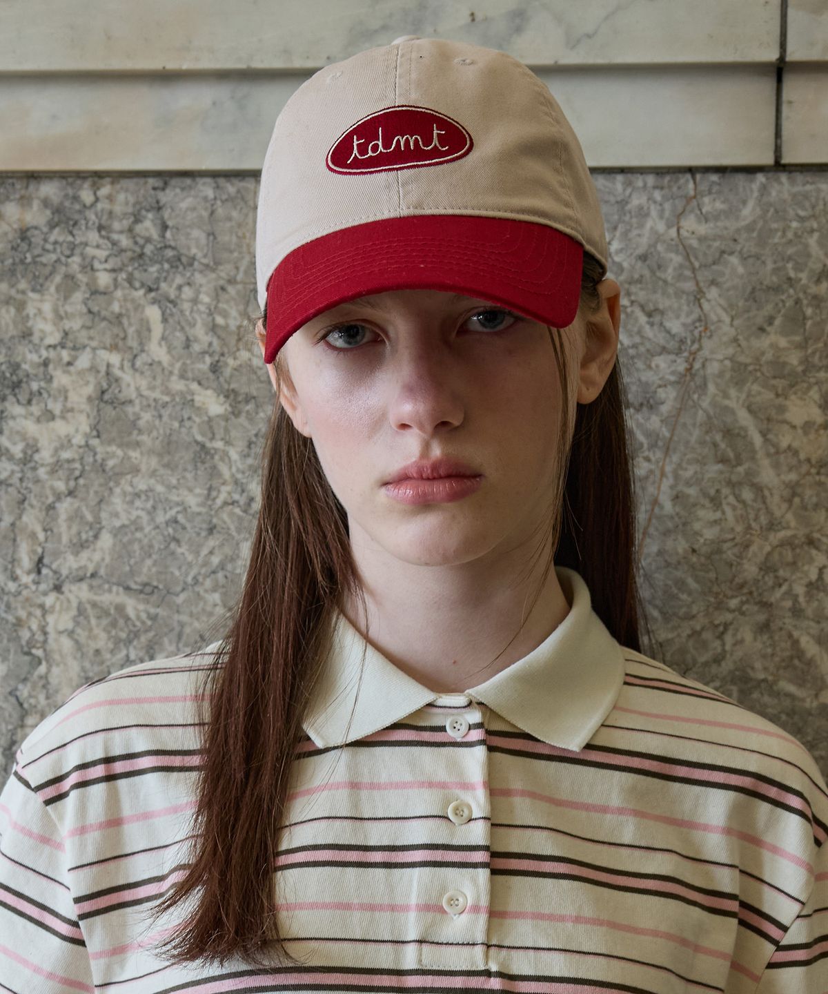튜드먼트(TTUDEMENT) COLOR BLOCK LOGO BALL CAP BEIGE
