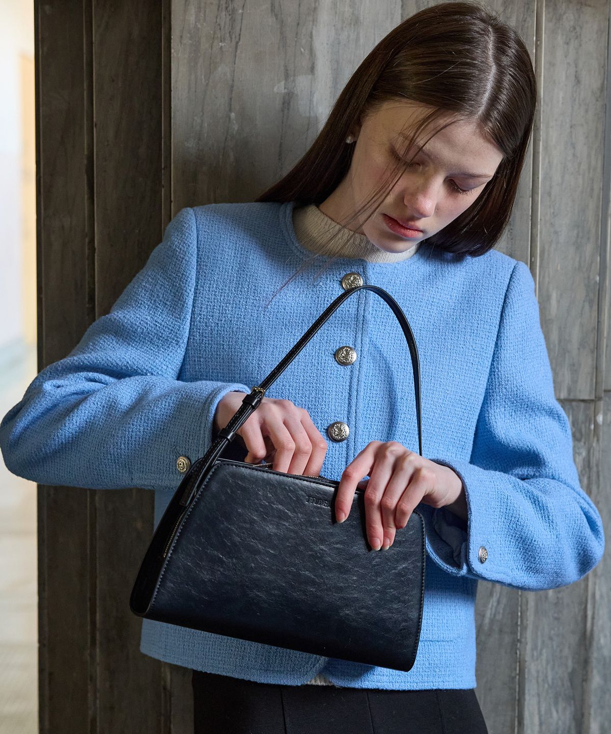 튜드먼트(TTUDEMENT) GLOSSY MINI TOTE BLACK