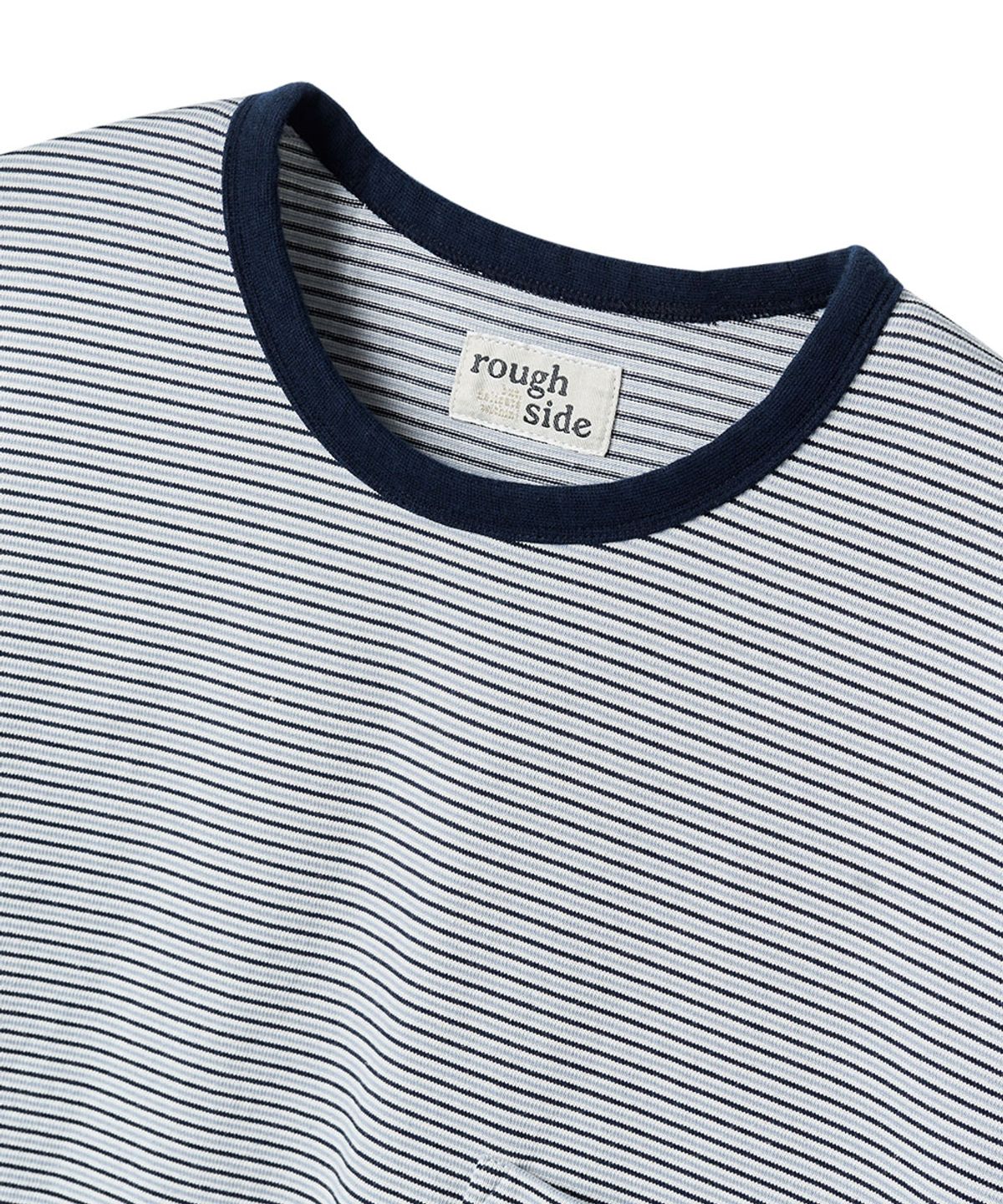러프사이드(ROUGHSIDE) Pin Stripe Half Sleeve Navy