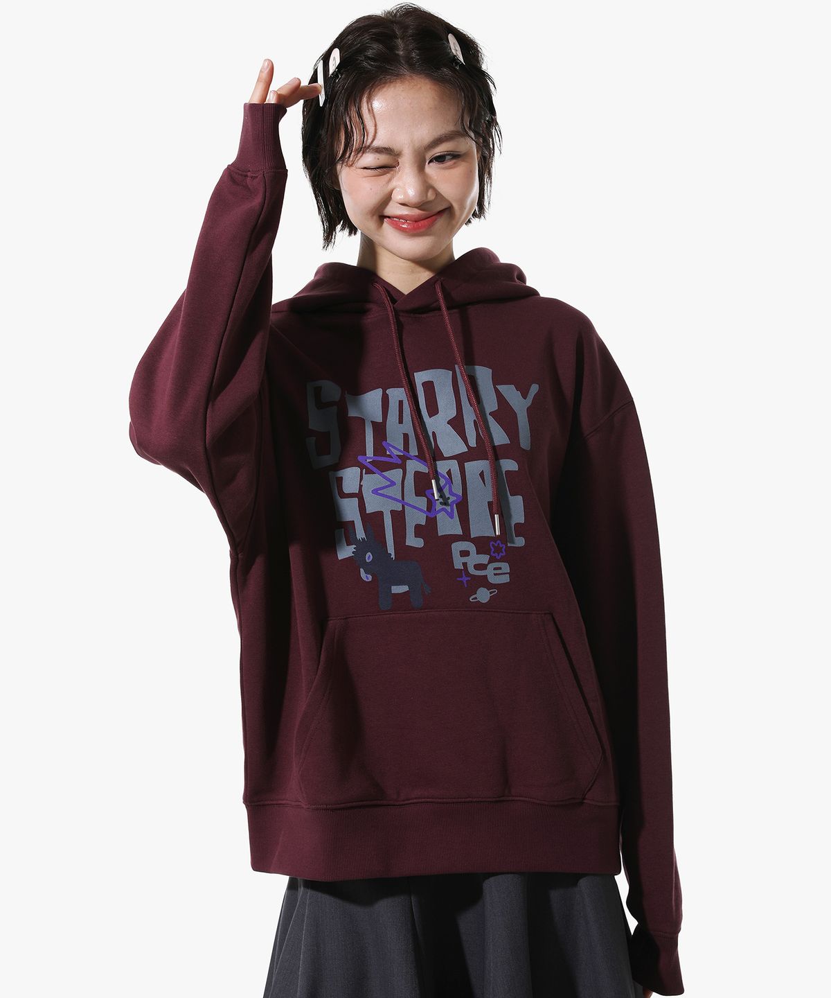 피스메이커(PIECE MAKER) STARRY STEPPE DONKEY HOODIE (BURGUNDY)