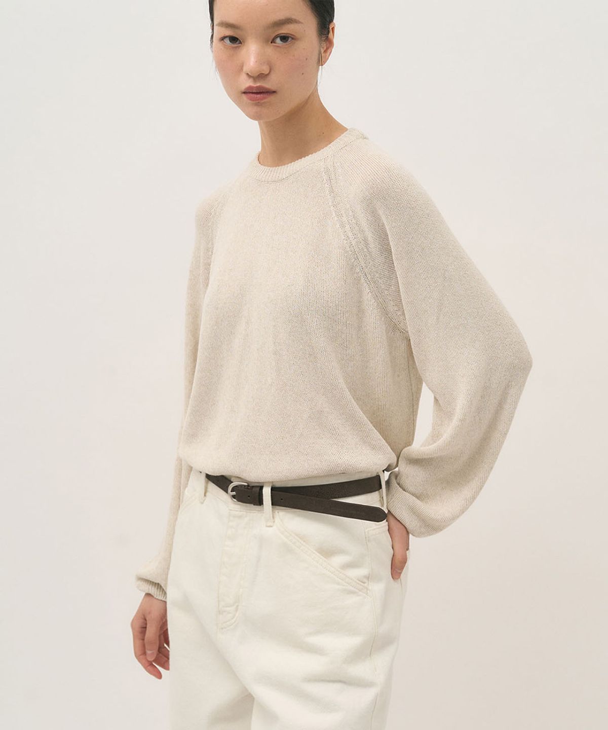 러프사이드 화이트라벨(ROUGH SIDE WHITE LABEL) Calf Leather Belt Tiramisu