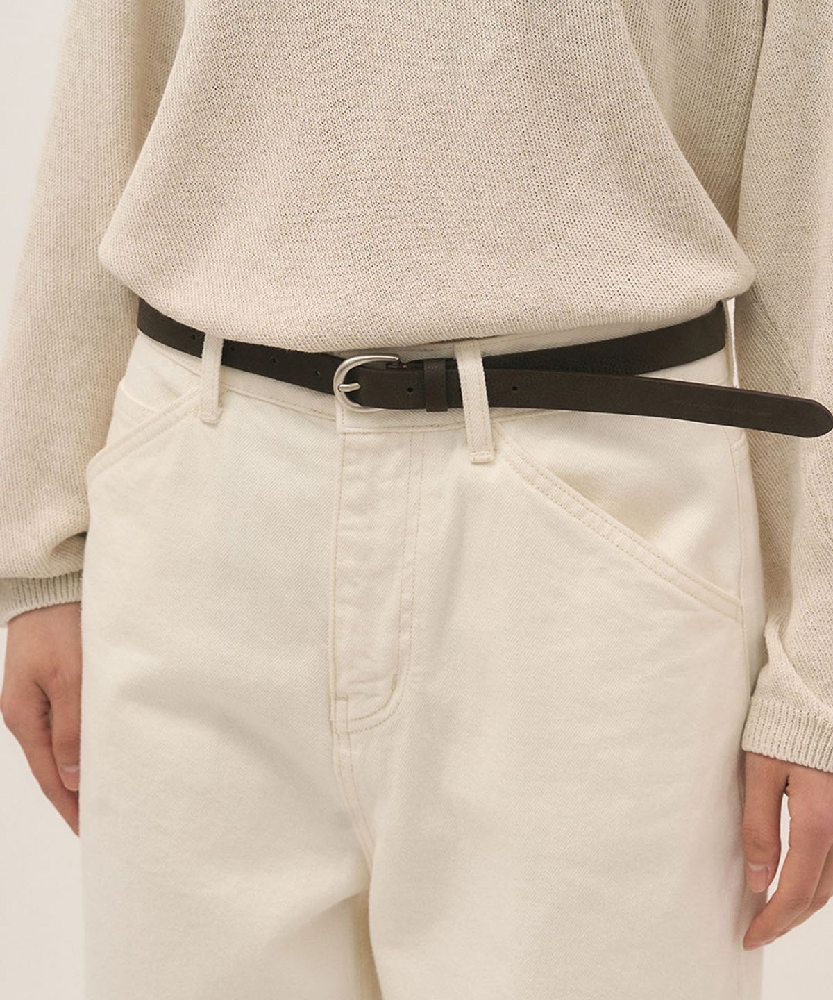 러프사이드 화이트라벨(ROUGH SIDE WHITE LABEL) Calf Leather Belt Tiramisu