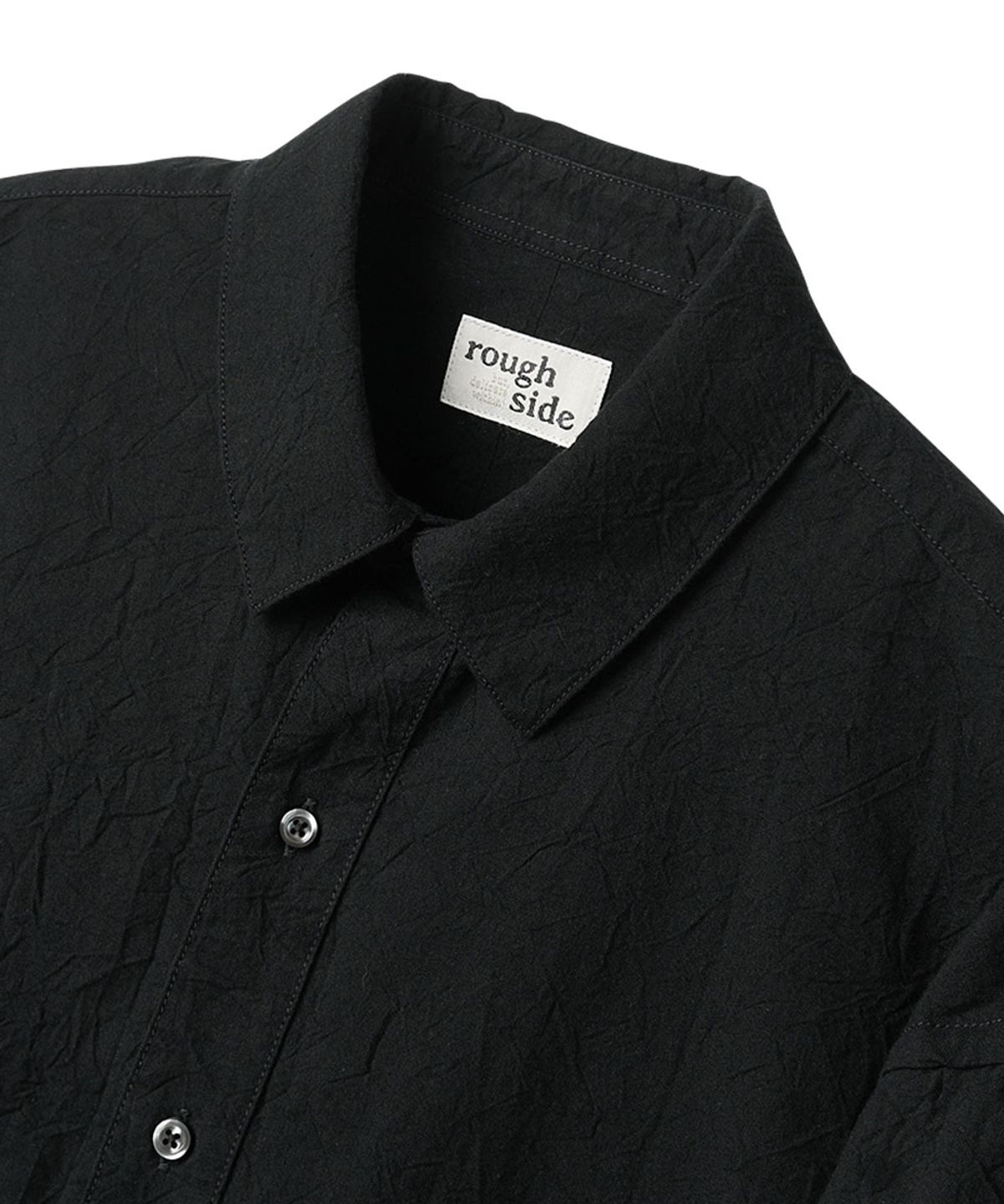 러프사이드(ROUGHSIDE) Primary Crease Shirt Black