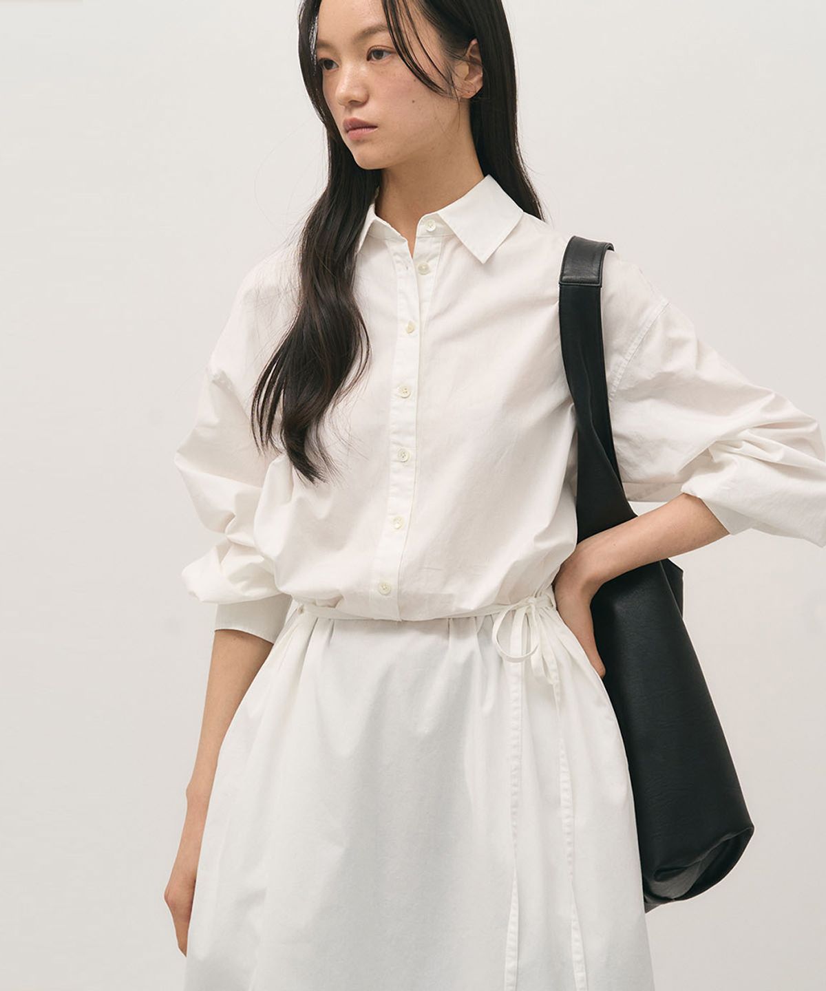 러프사이드 화이트라벨(ROUGH SIDE WHITE LABEL) Natural Shirt Dress Cloud White