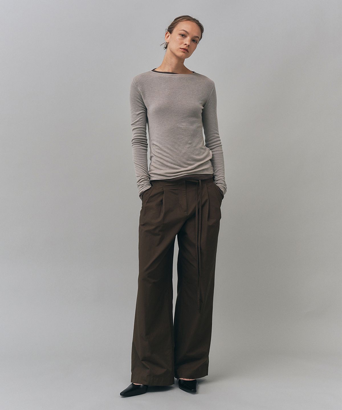 러프사이드 화이트라벨(ROUGH SIDE WHITE LABEL) Airy Long Sleeve Ash Grey