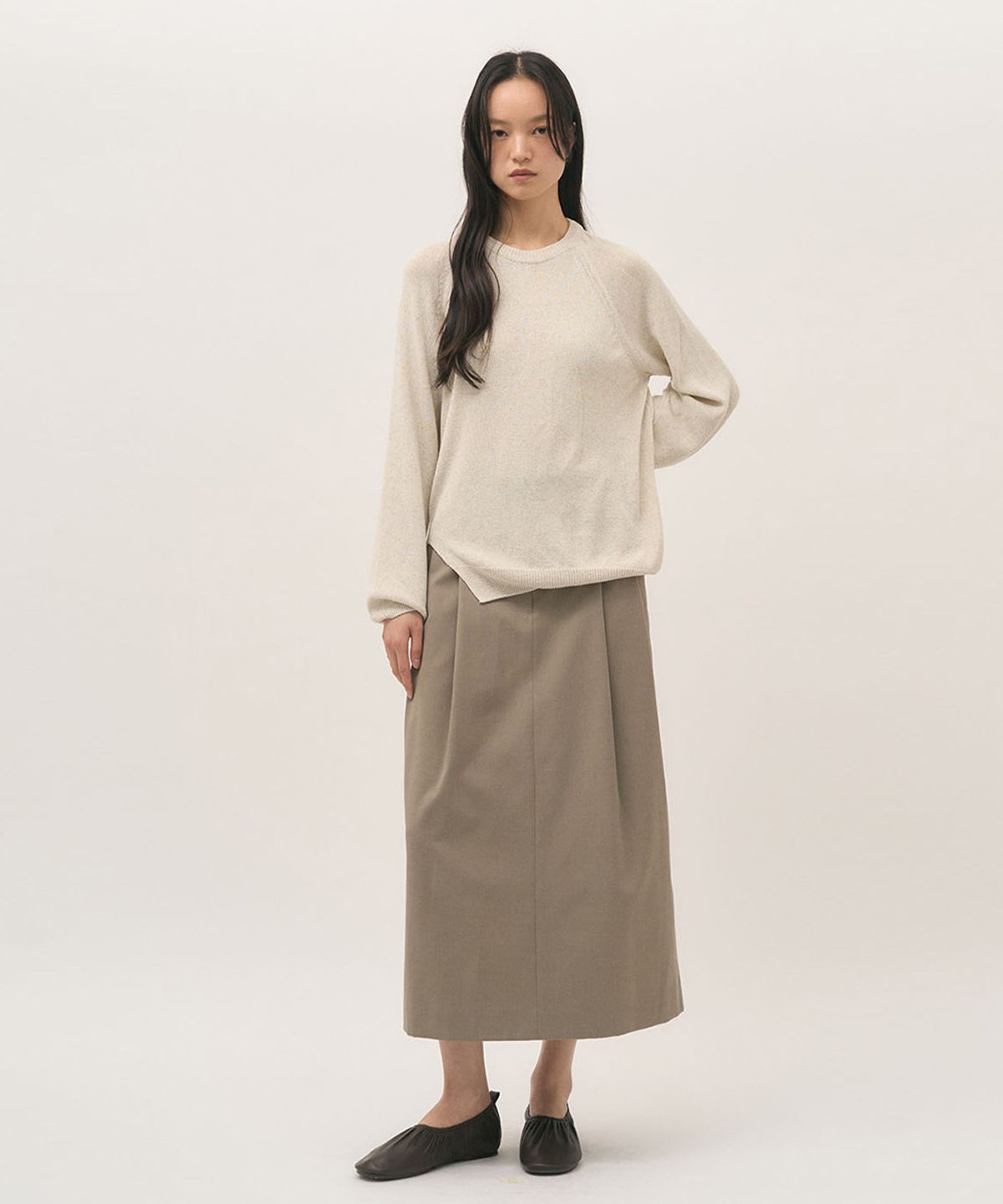 러프사이드 화이트라벨(ROUGH SIDE WHITE LABEL) Clever Skirt Humus