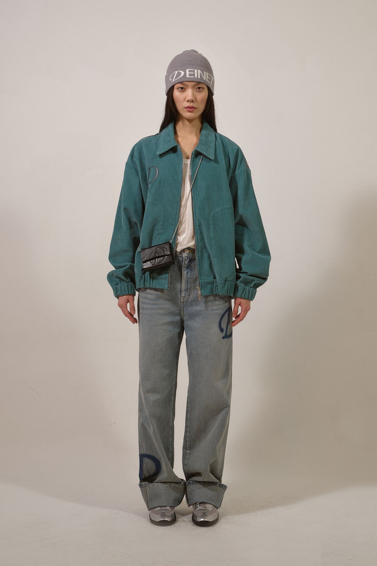 다이닛(DEINET) D & FRIENDS CORDUROY VARSITY JACKET IN MINT