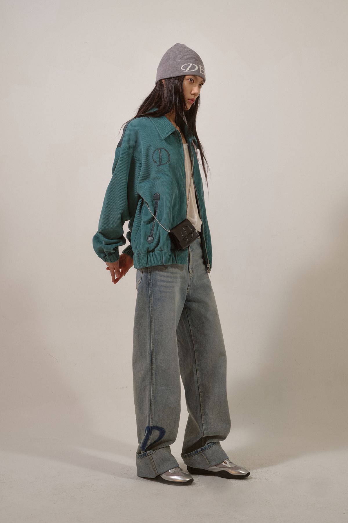 다이닛(DEINET) D & FRIENDS CORDUROY VARSITY JACKET IN MINT