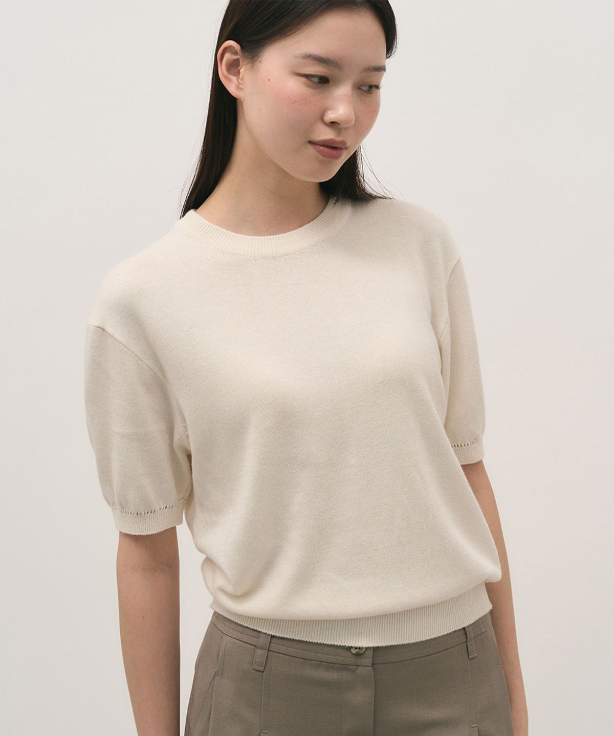 러프사이드 화이트라벨(ROUGH SIDE WHITE LABEL) Cling Half Knit Marshmallow