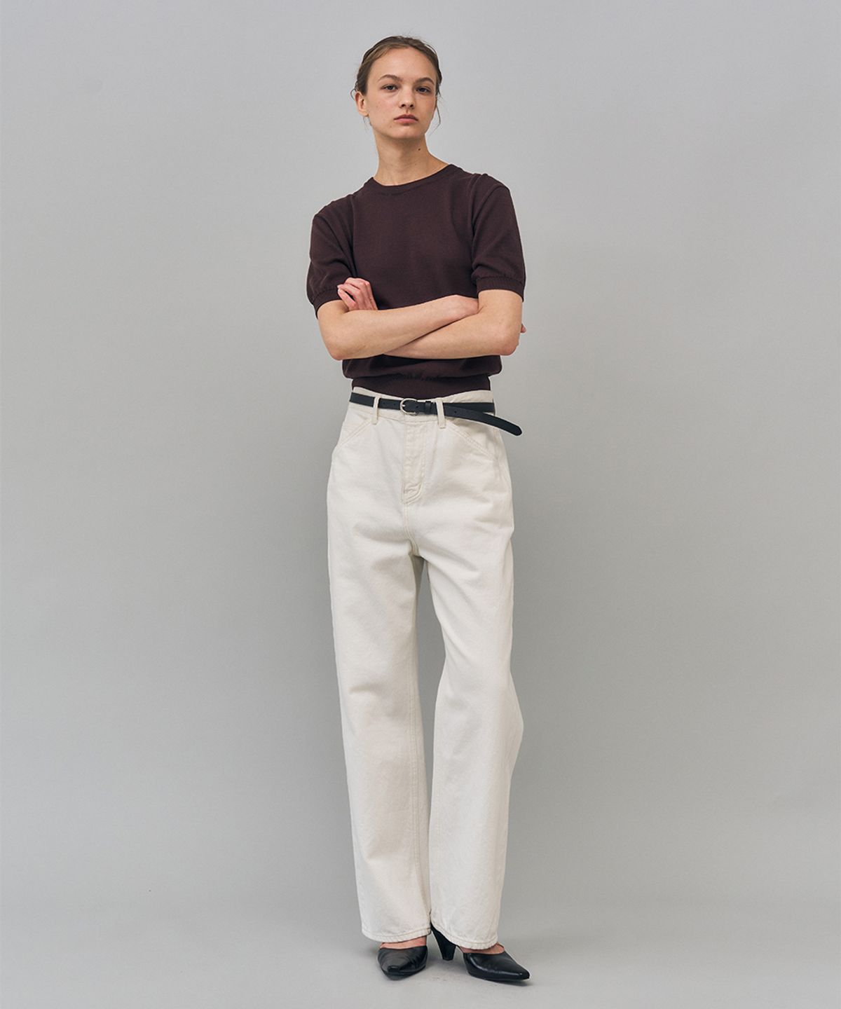 러프사이드 화이트라벨(ROUGH SIDE WHITE LABEL) Cling Half Knit Chocolate