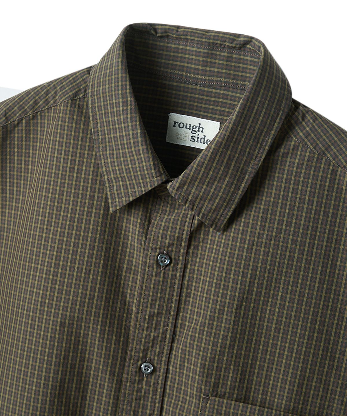 러프사이드(ROUGHSIDE) Primary Shirt Brown Gingham Check