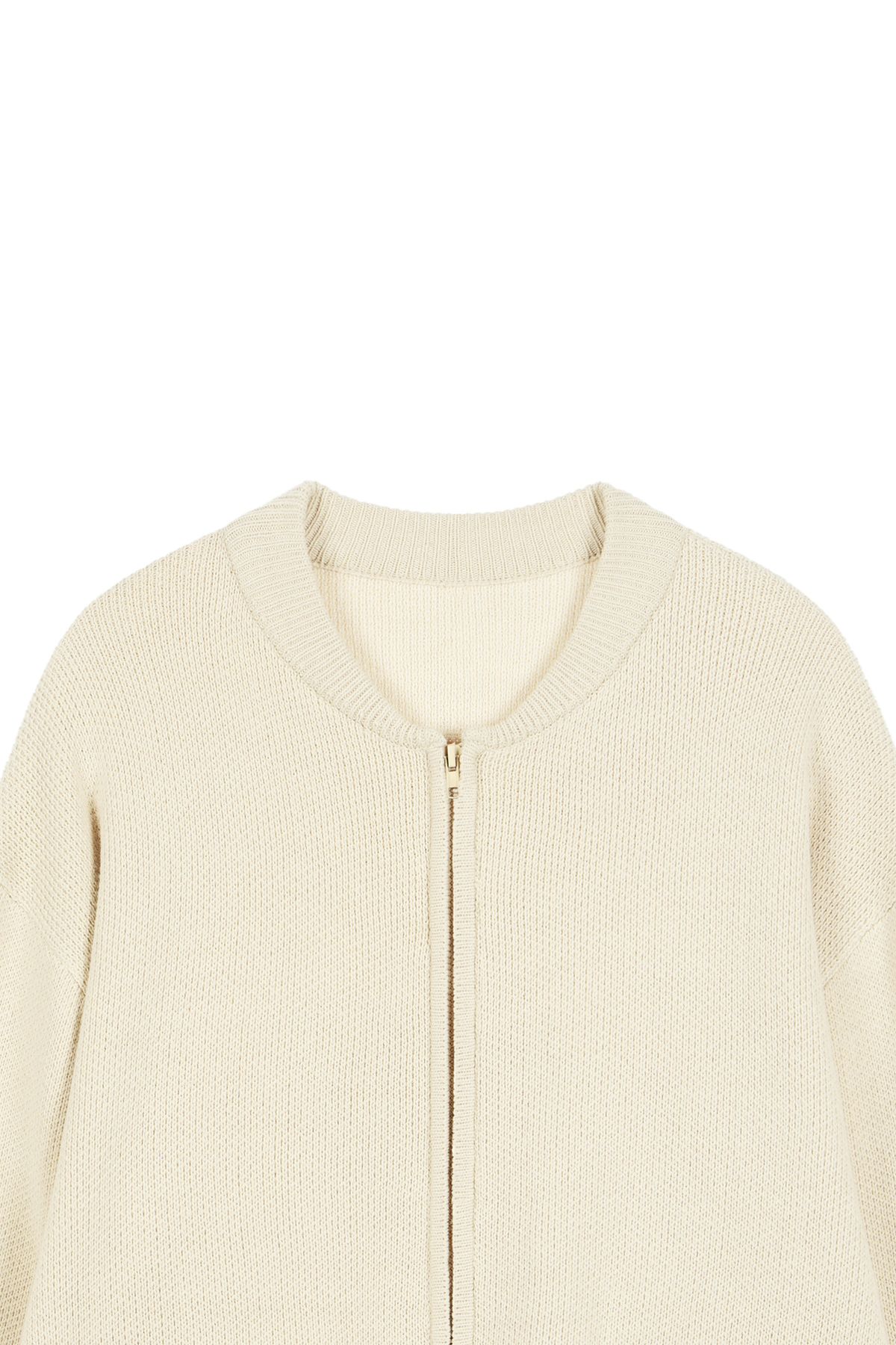 다이닛(DEINET) D JACQUARD LONG KNIT ZIP-UP IN BEIGE