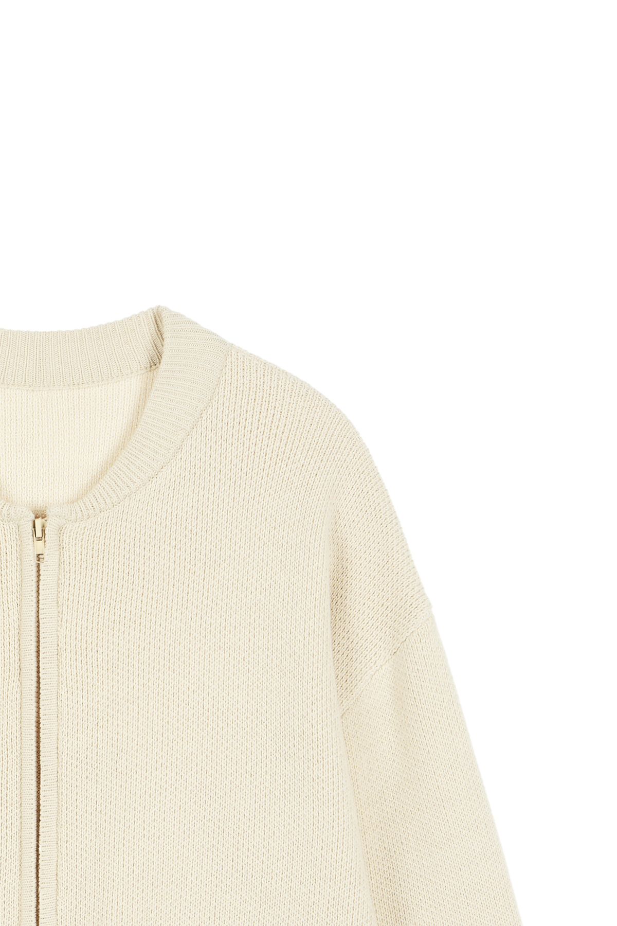 다이닛(DEINET) D JACQUARD LONG KNIT ZIP-UP IN BEIGE