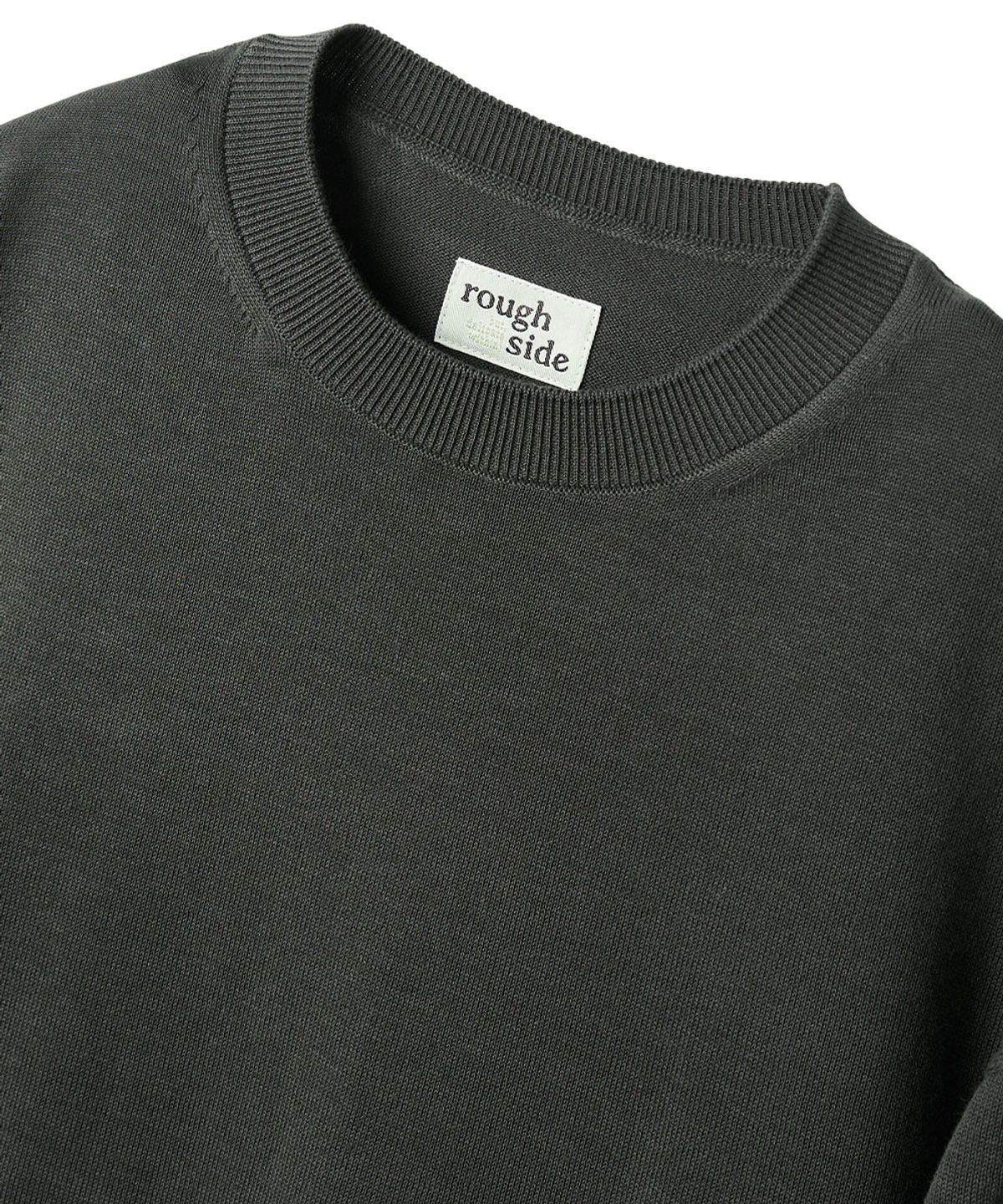 러프사이드(ROUGHSIDE) Whole Garment Crew Knit Charcoal