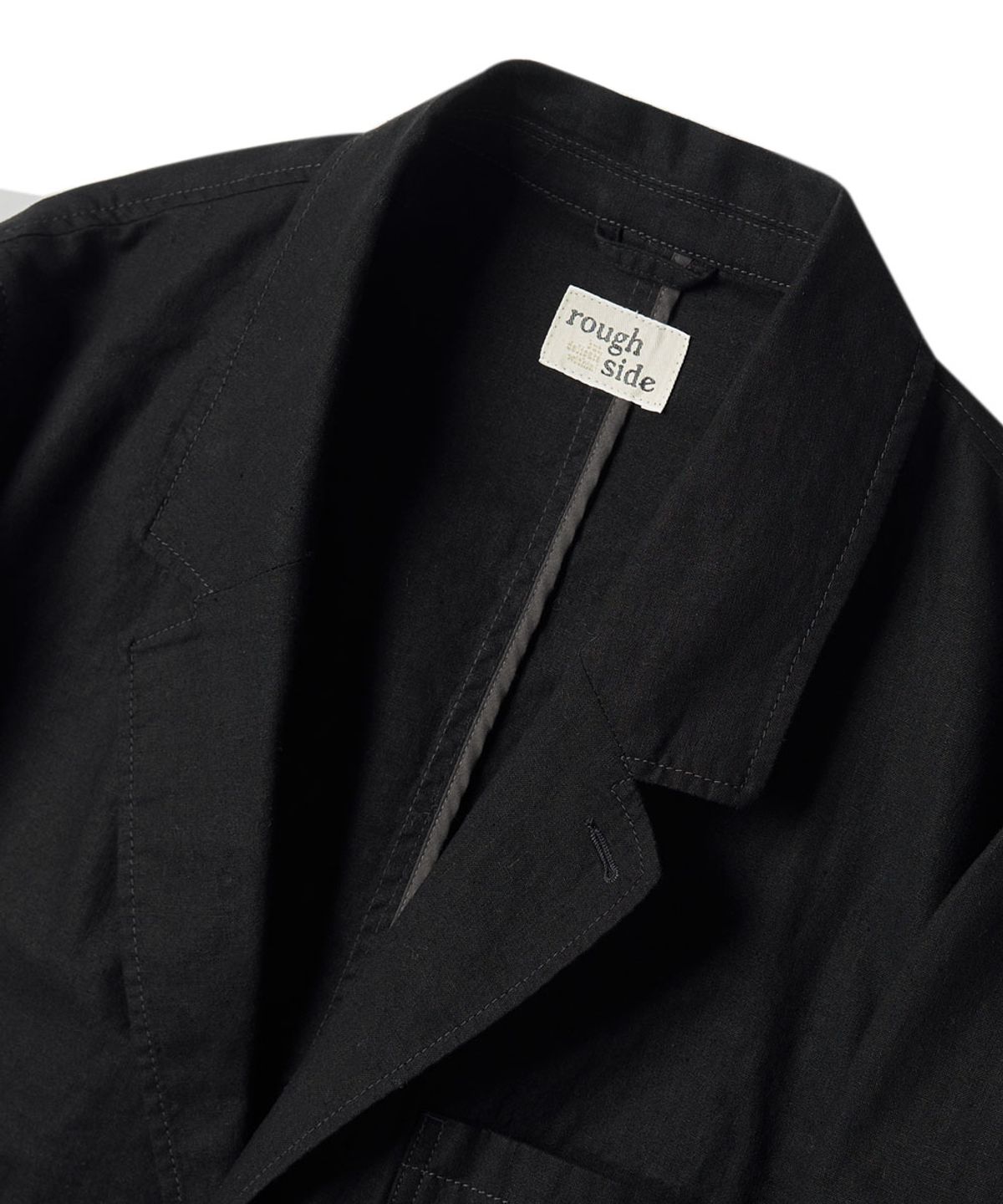 러프사이드(ROUGHSIDE) Linen Slob Jacket Black