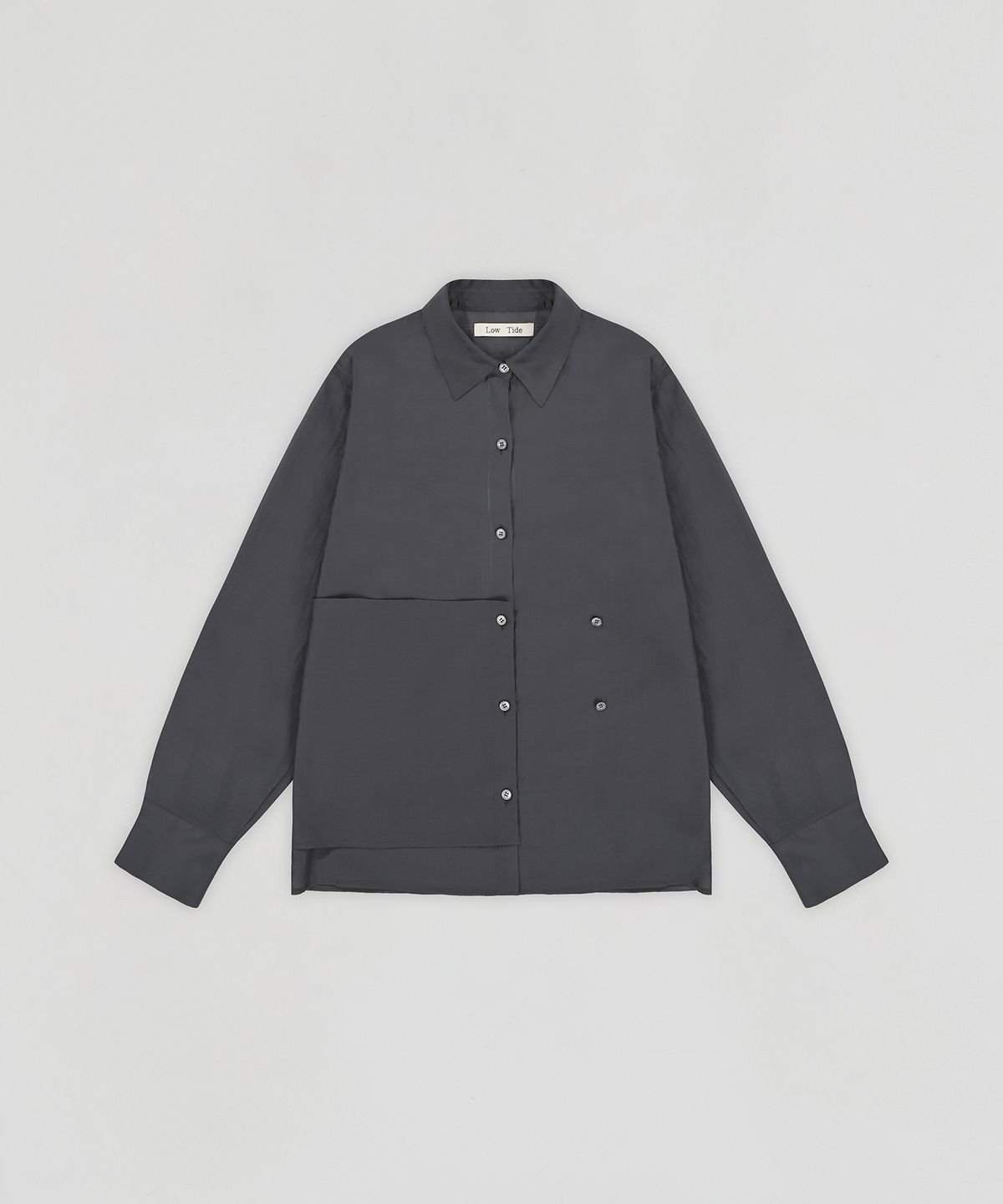 로우타이드(LOW TIDE) SILKY BUTTON WRAP SHIRT [CHARCOAL]