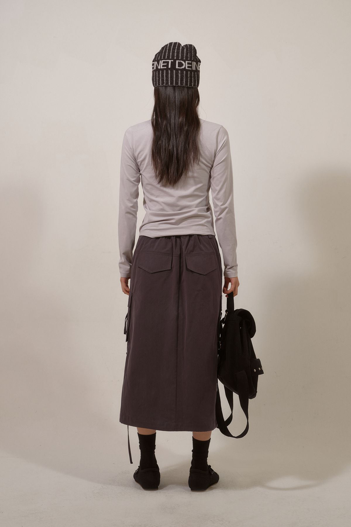 다이닛(DEINET) STRING POINT CARGO SKIRT IN CHARCOAL