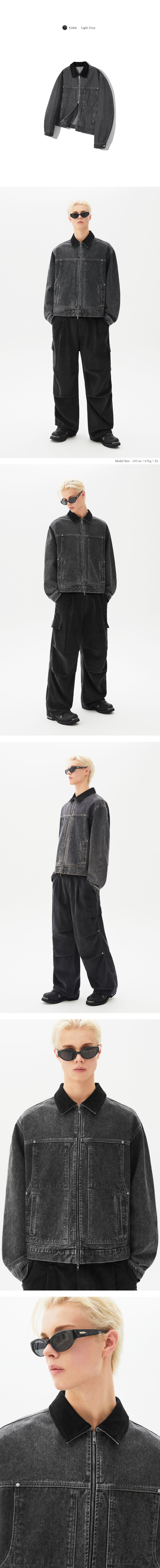 MUSINSA公式 | TRILLION コーデュロイカラー デニムジップアップワーク