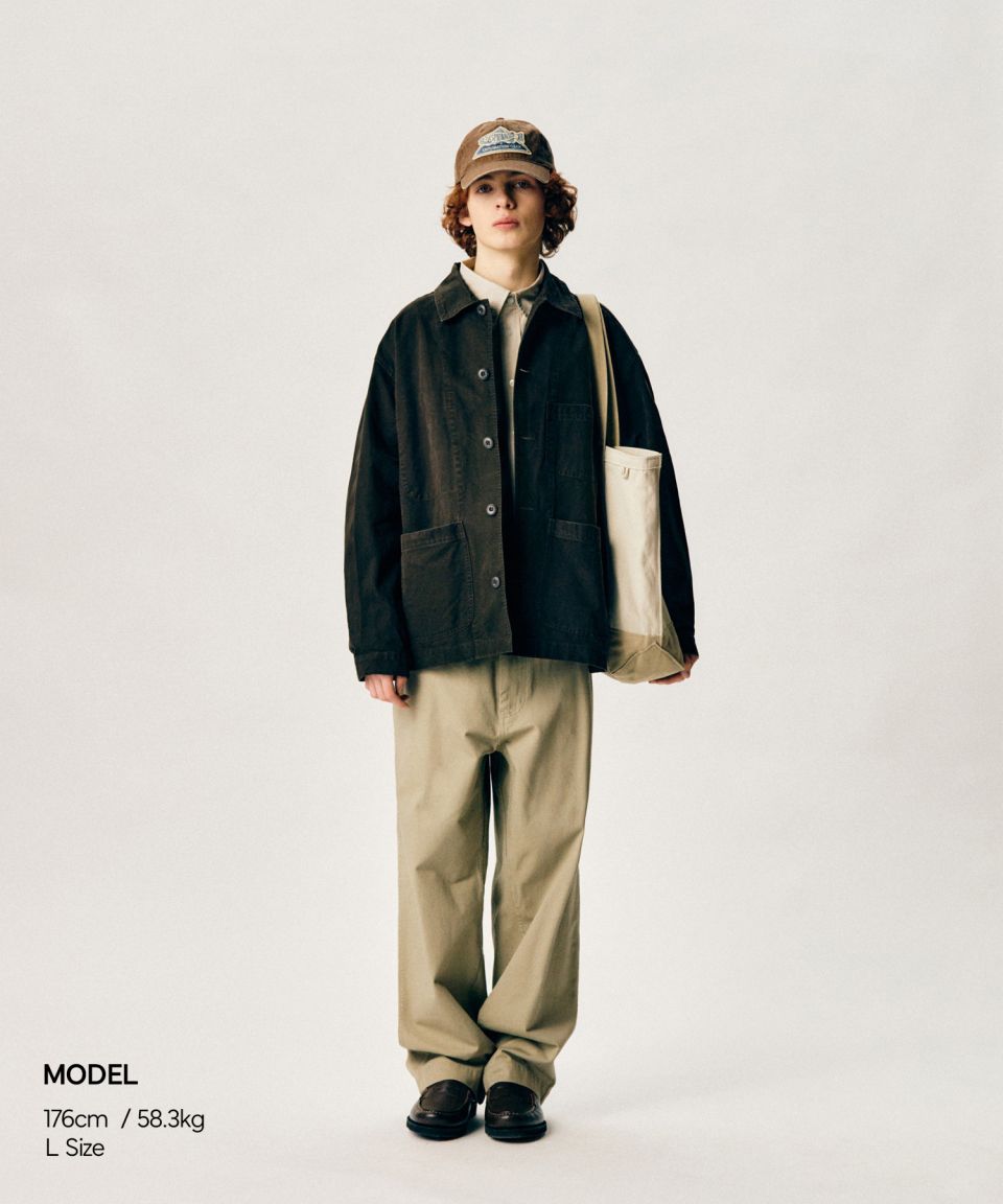 MUSINSA | ESPIONAGE French Wide Work Jacket (Moleskin) Washed Blue