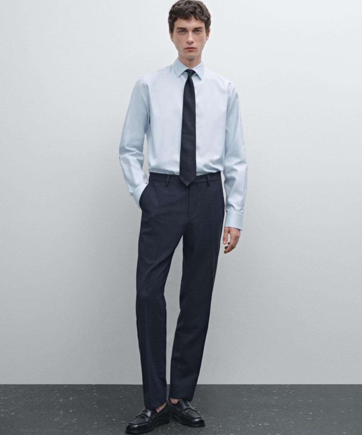 마시모두띠(MASSIMO DUTTI) 100% 코튼 슬림 핏 옥스퍼드 셔츠