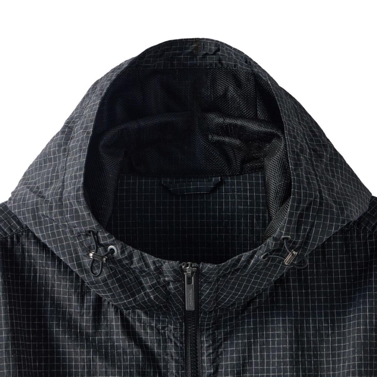 브롬톤 런던(BROMPTON LONDON) SLEEVES CHEQUERED HOOD JUMPER - BLACK (P251UJP103)