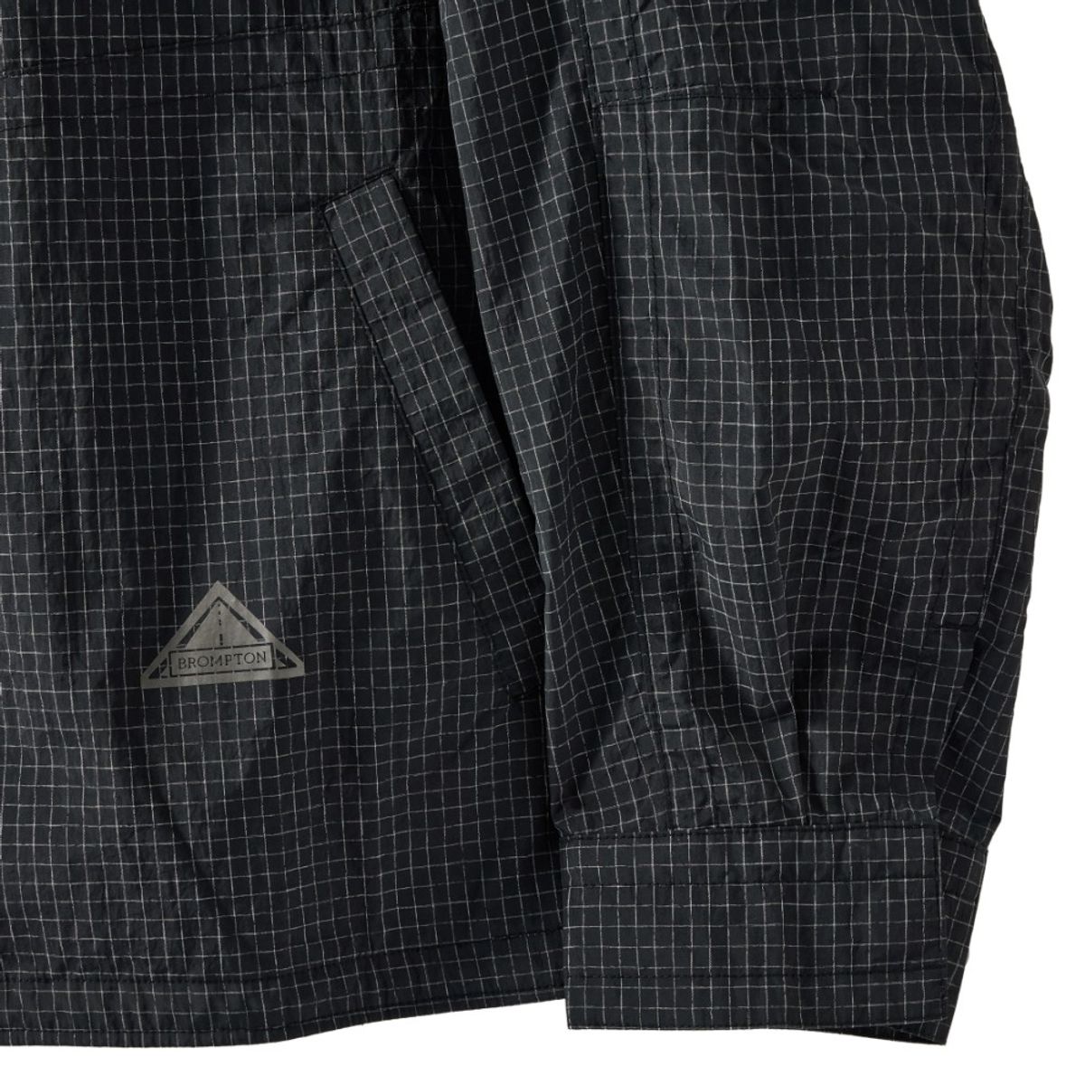 브롬톤 런던(BROMPTON LONDON) SLEEVES CHEQUERED HOOD JUMPER - BLACK (P251UJP103)