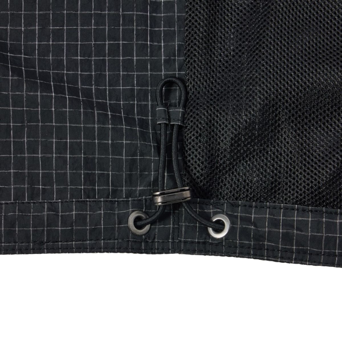 브롬톤 런던(BROMPTON LONDON) SLEEVES CHEQUERED HOOD JUMPER - BLACK (P251UJP103)