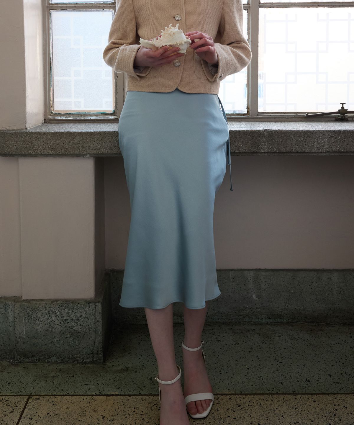 튜드먼트(TTUDEMENT) SATIN LONG SKIRT MINT