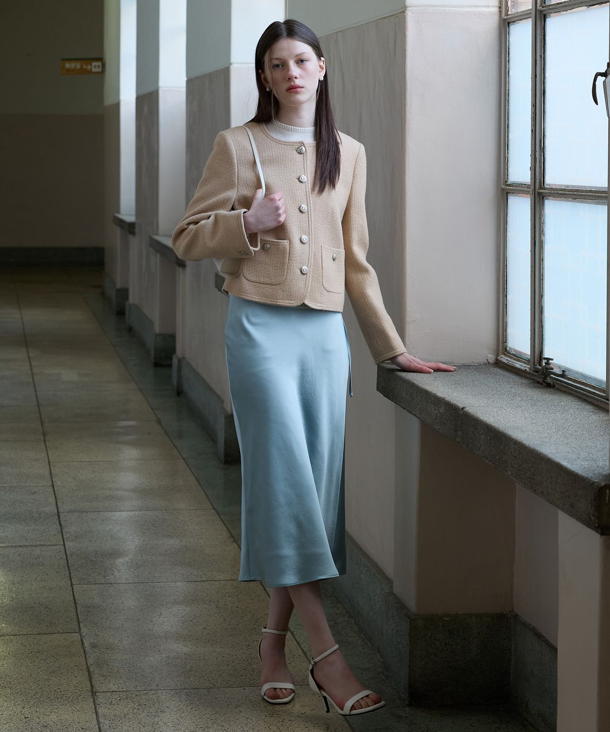 튜드먼트(TTUDEMENT) SATIN LONG SKIRT MINT